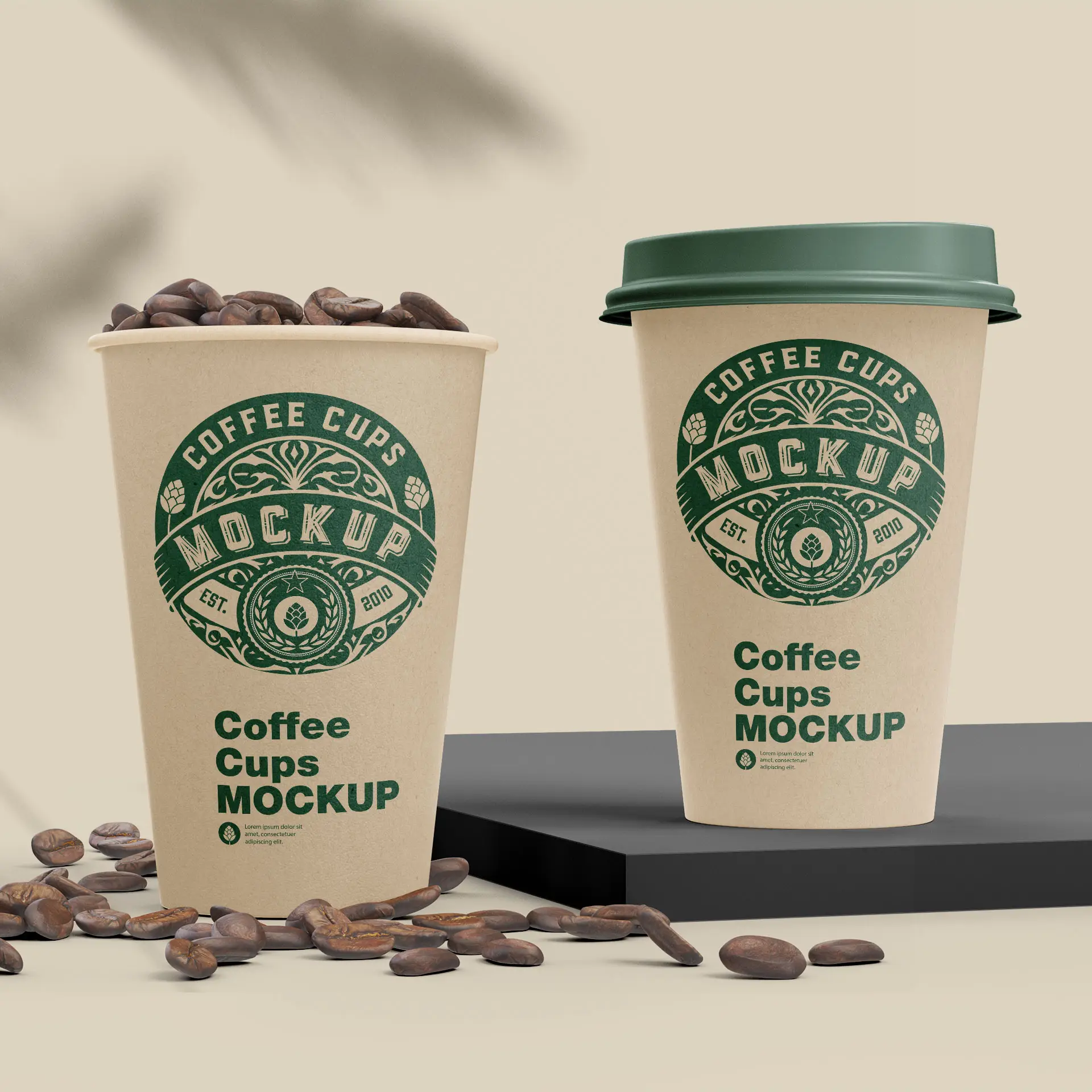 Pappbecher mit Logo (einwandig), 400 ml / 16 oz, braun, PE-beschichtet