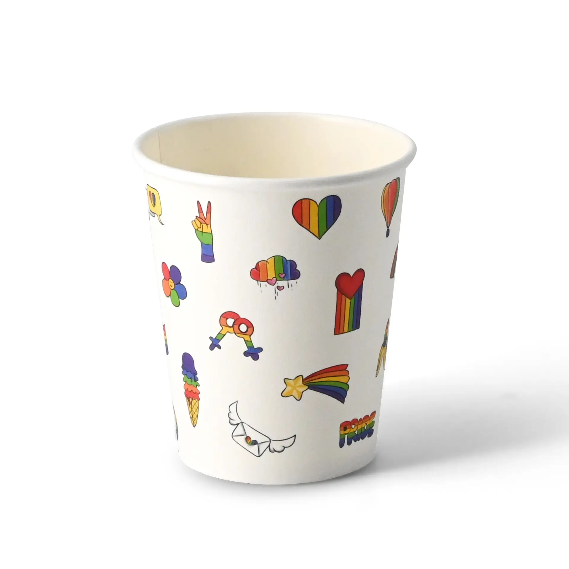 8 oz Paper cup printed with "Pride", Ø 80 mm, white