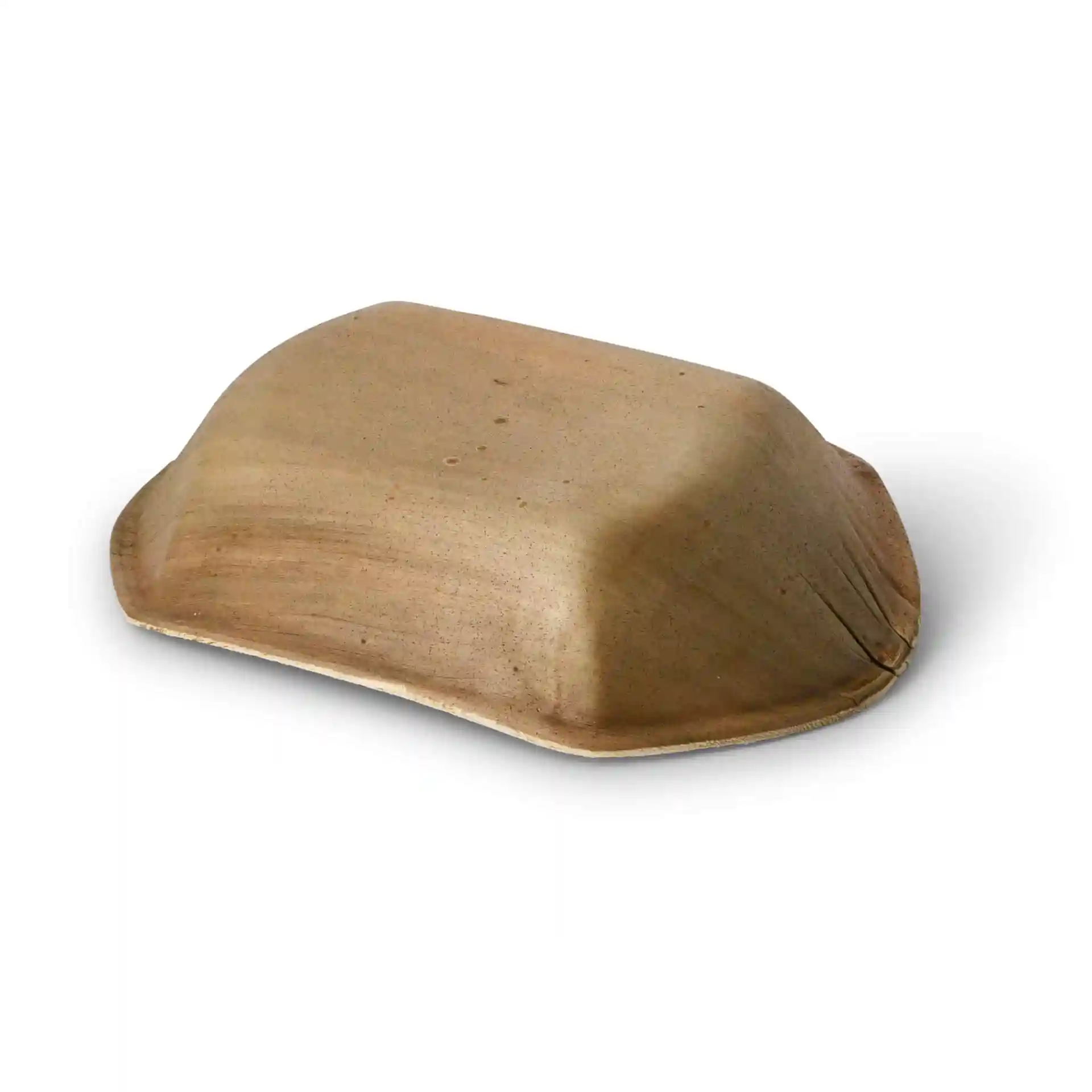 Tiefe Palmblattboot in einer Getreidefarbe, 20 cm lang, mit glatter, runder Form.