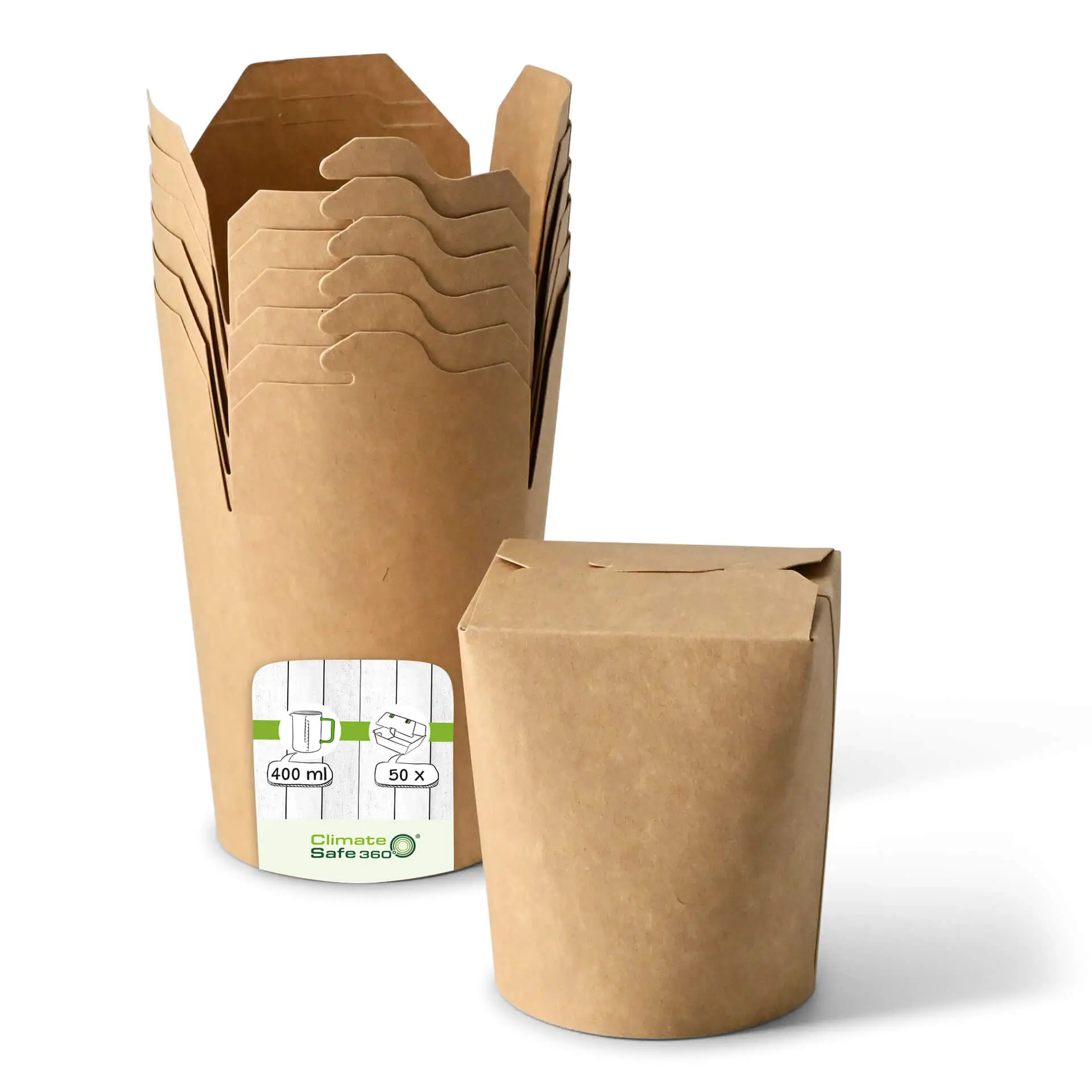 Noodle box / Asian box made of coated cardboard, 400 ml, brown
