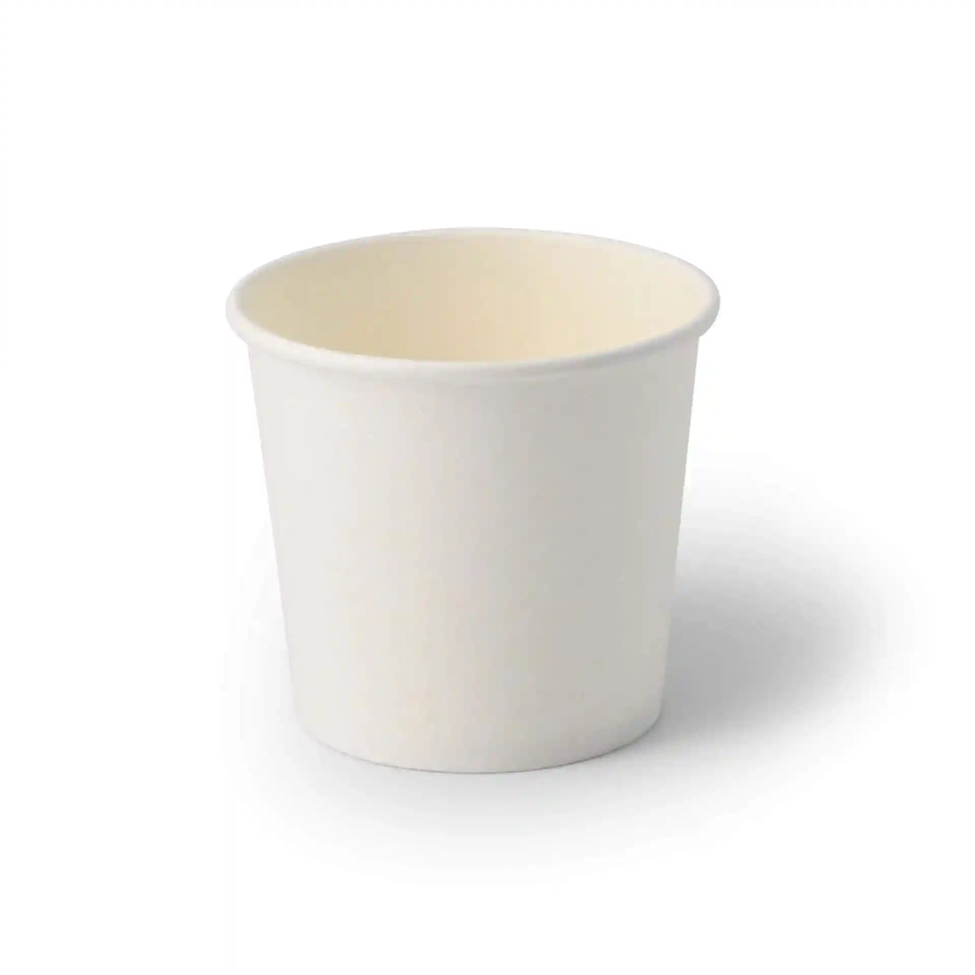 Weißer Papiereisbecher mit runder Form, 10 oz Kapazität und einem Durchmesser von 92 mm.