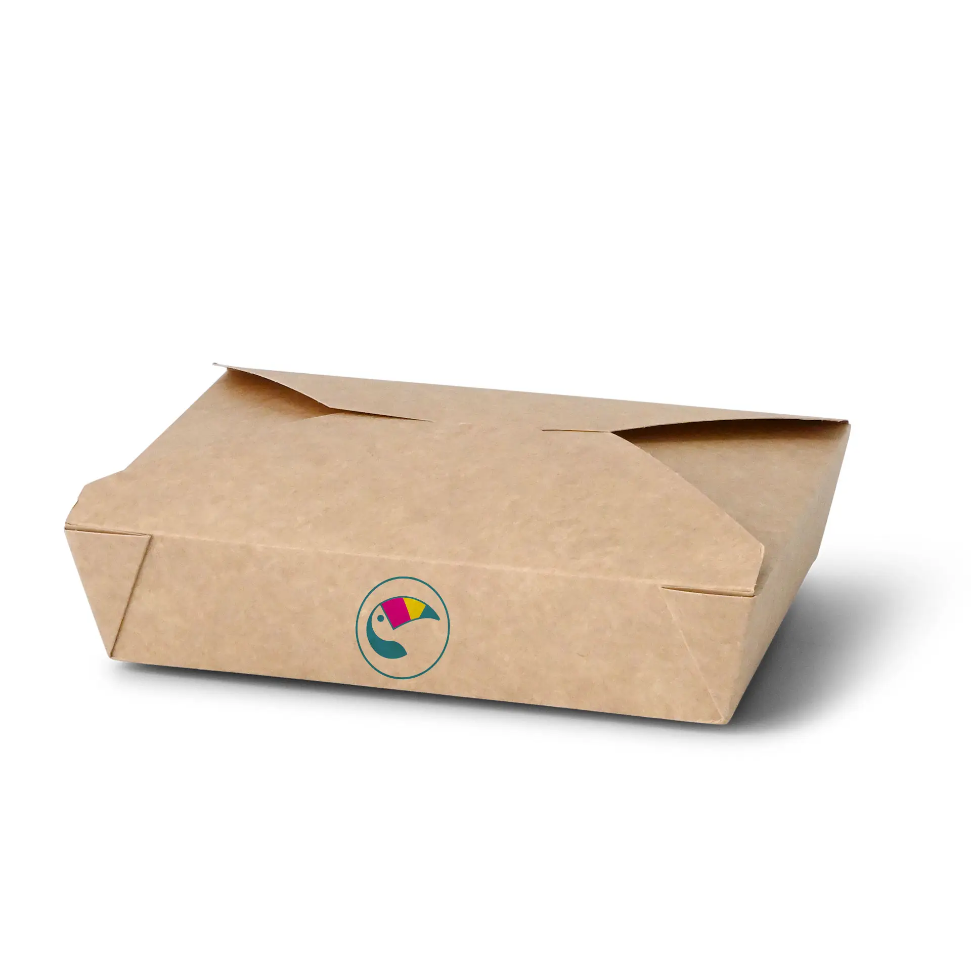 Individuell bedruckte 1100 ml Takeaway-Box mit Logo; robuste braune Kartonage für heiße und saucige Gerichte.