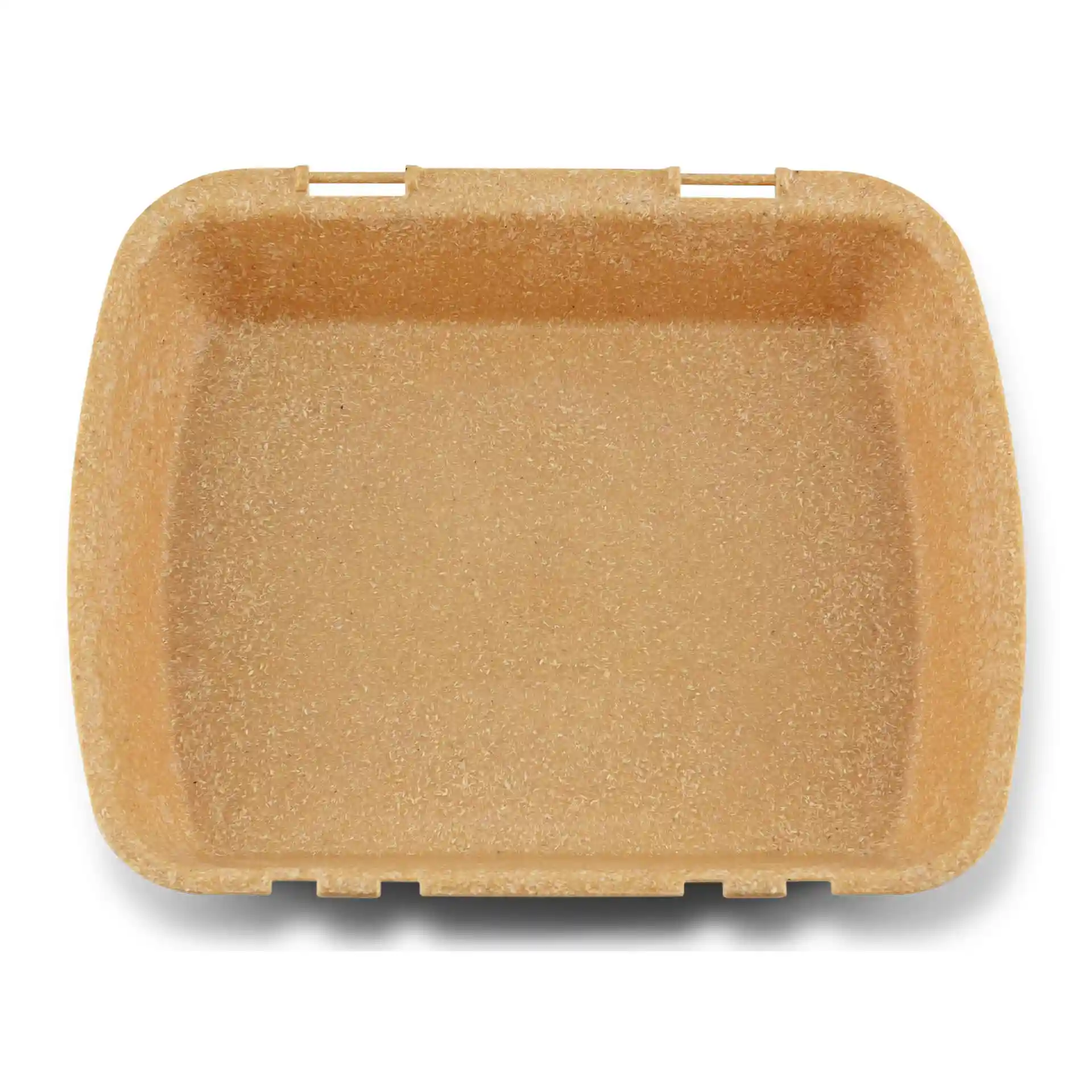 Rectangular brown reusable menu container made of bio compound, measuring 24.5 x 20 x 4.5 cm.