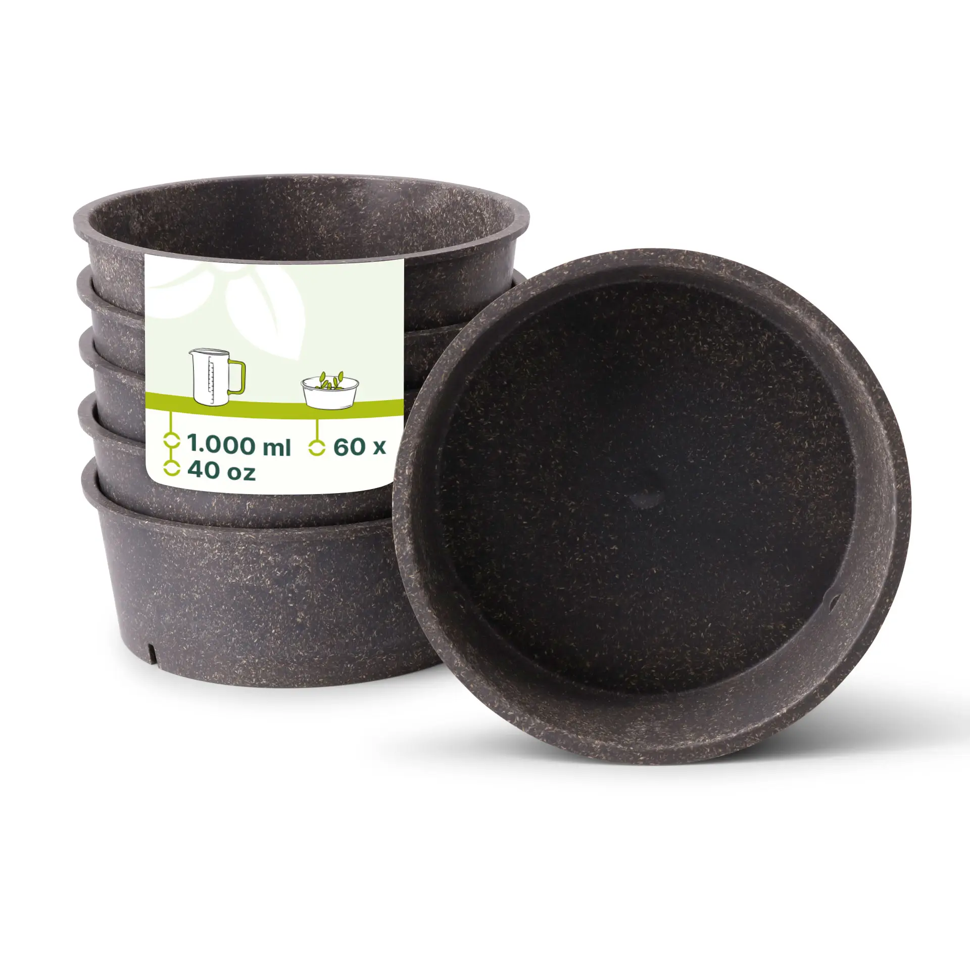 Mehrweg-Schalen "merways Bowl" 1.000 ml, Ø 185 mm, Pfeffer / grau Mehrweg-Schalen "merways Bowl" 1.000 ml, Ø 185 mm, Pfeffer / grau
