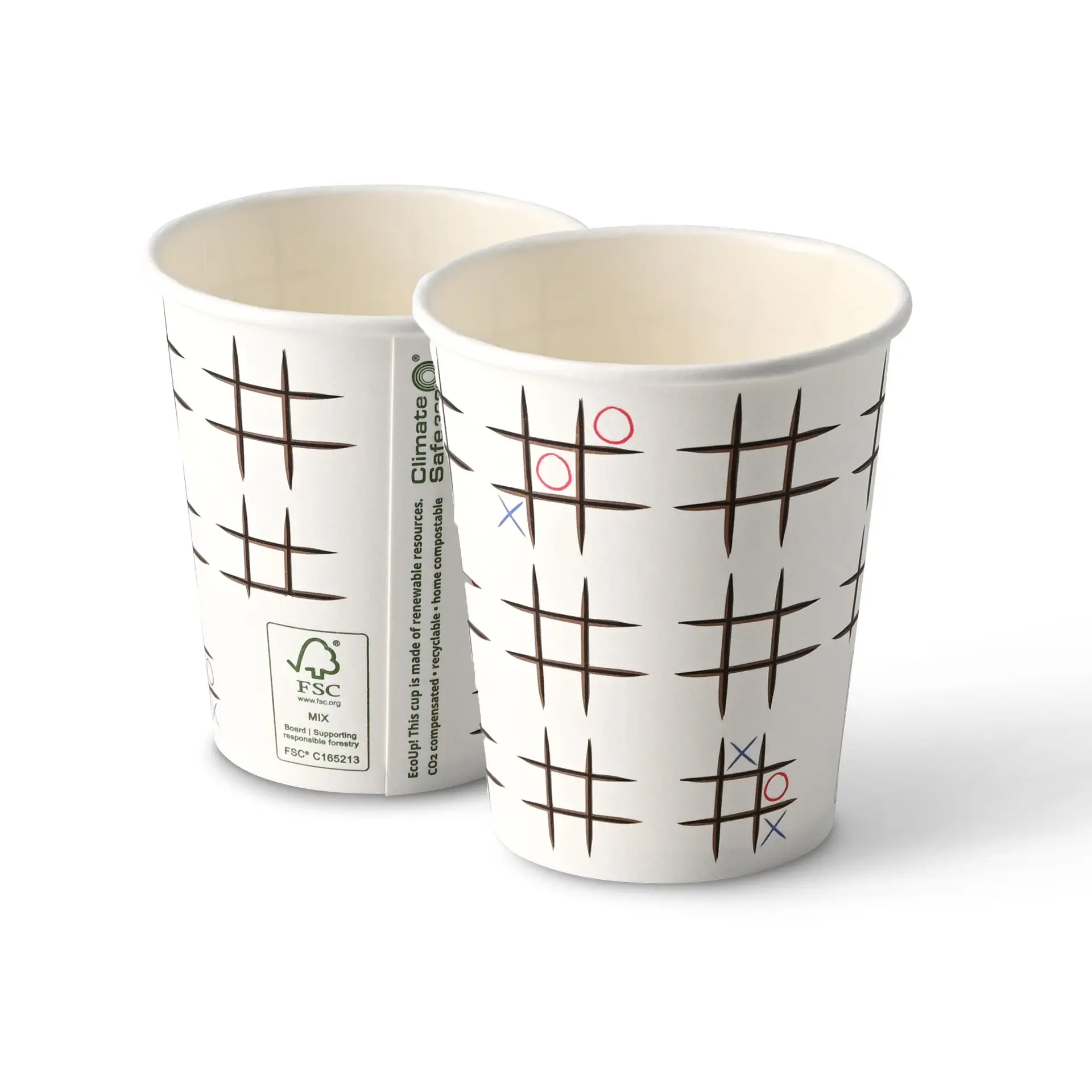 Pappbecher bedruckt "Tic Tac Toe" 200 ml / 8 oz, Ø 80 mm, weiß Pappbecher bedruckt "Tic Tac Toe" 200 ml / 8 oz, Ø 80 mm, weiß