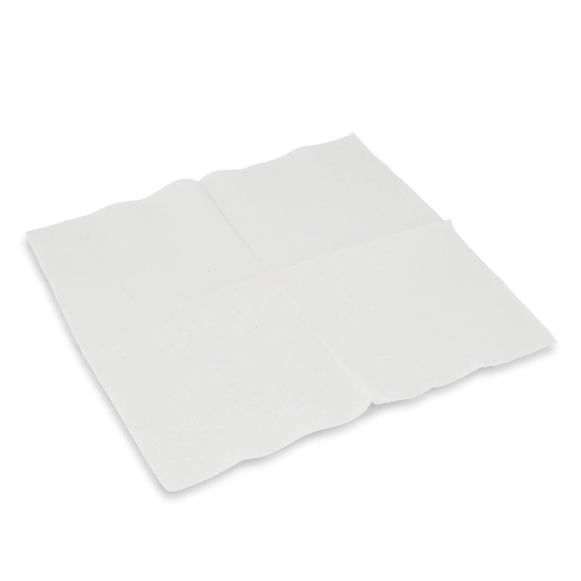 White 2-ply cocktail napkin, square shape, 24 x 24 cm, with a logo in the bottom right corner.