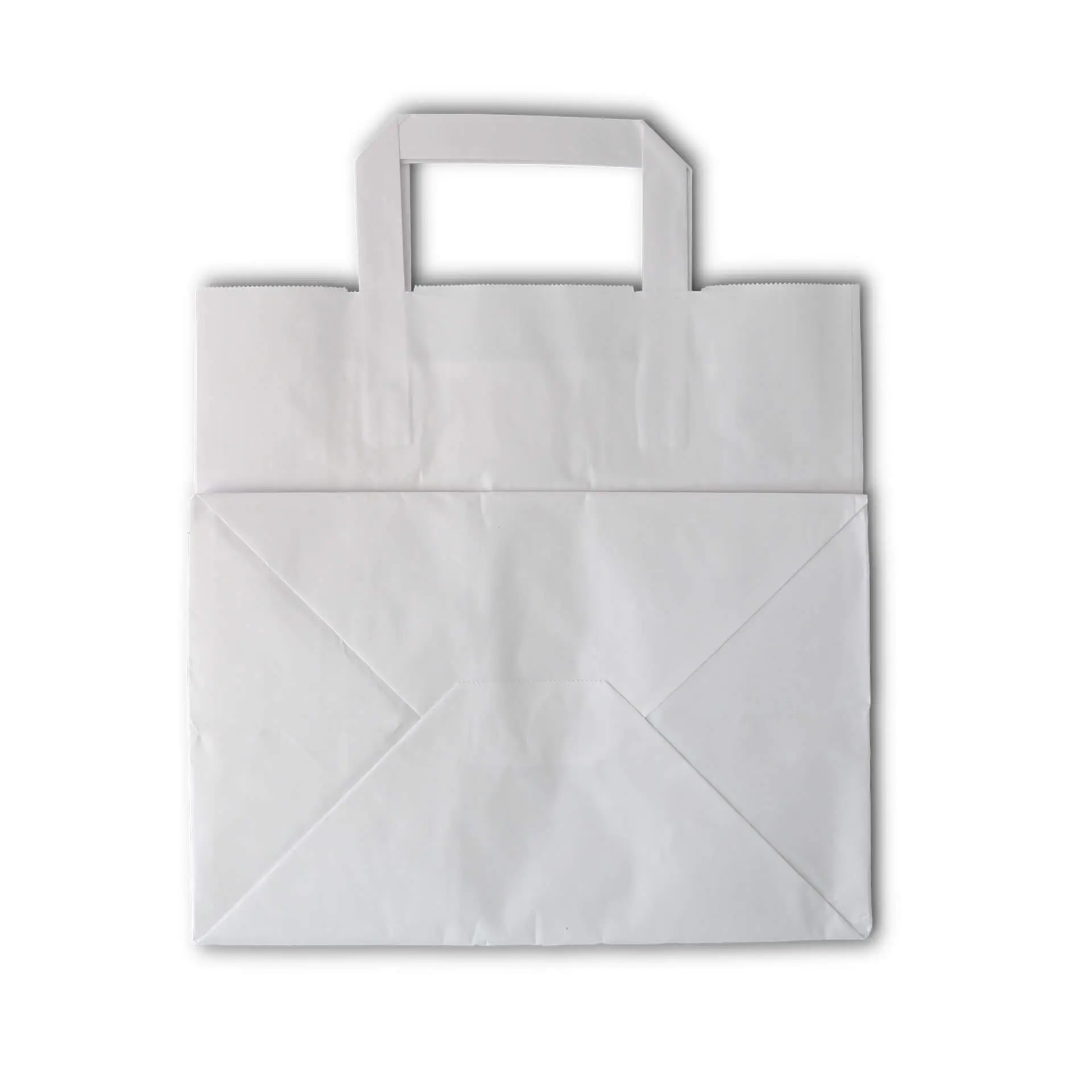 Tragetaschen aus Kraftpapier L, 26 x 17 x 25 cm, weiß, breiter Boden