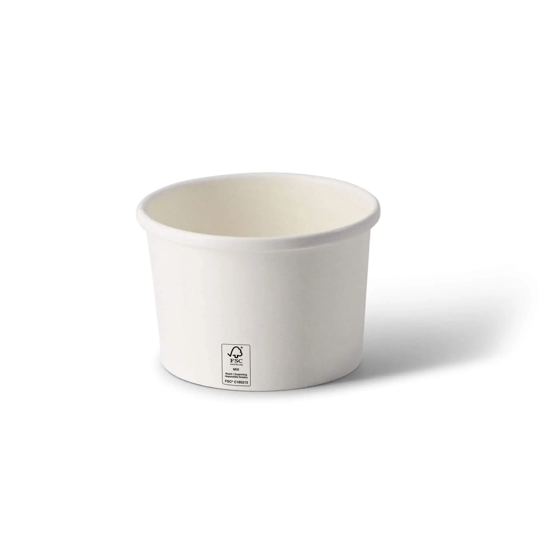 One white 8 oz cardboard soup cup with a PE coating, suitable for hot and cold dishes.