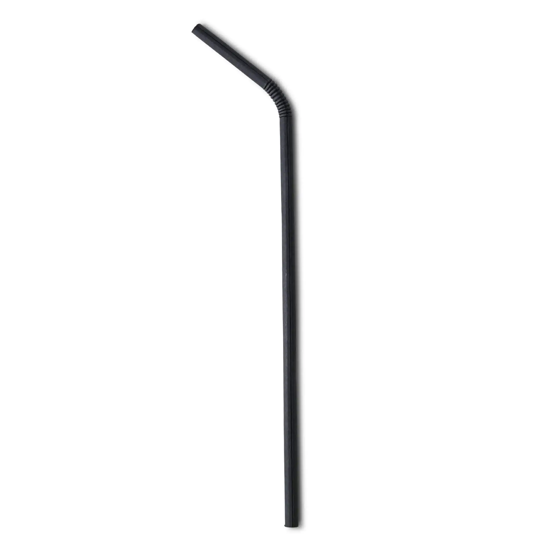 Trinkhalme aus Papier flexibel 22 cm, Ø 0,5 cm, schwarz, einzeln verpackt