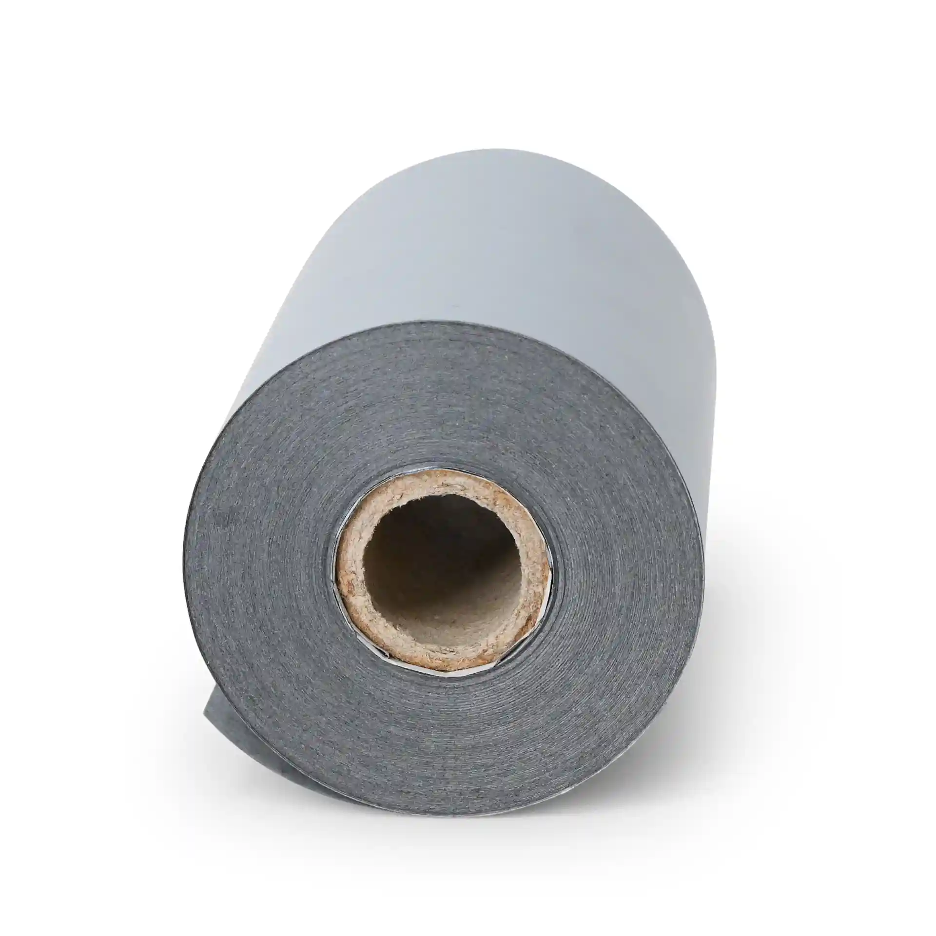 Grey thermal paper roll with a diameter of 38 mm, measuring 57 mm wide and 15 m long.