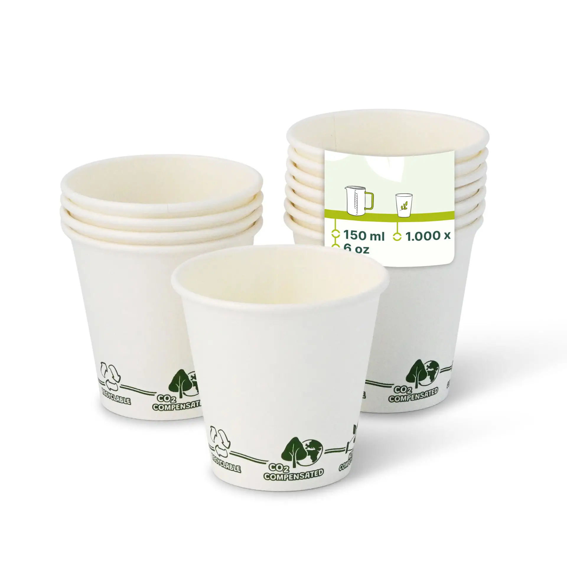 6 oz Paper cup single wall, Ø 80 mm, "EcoUp©"- icons