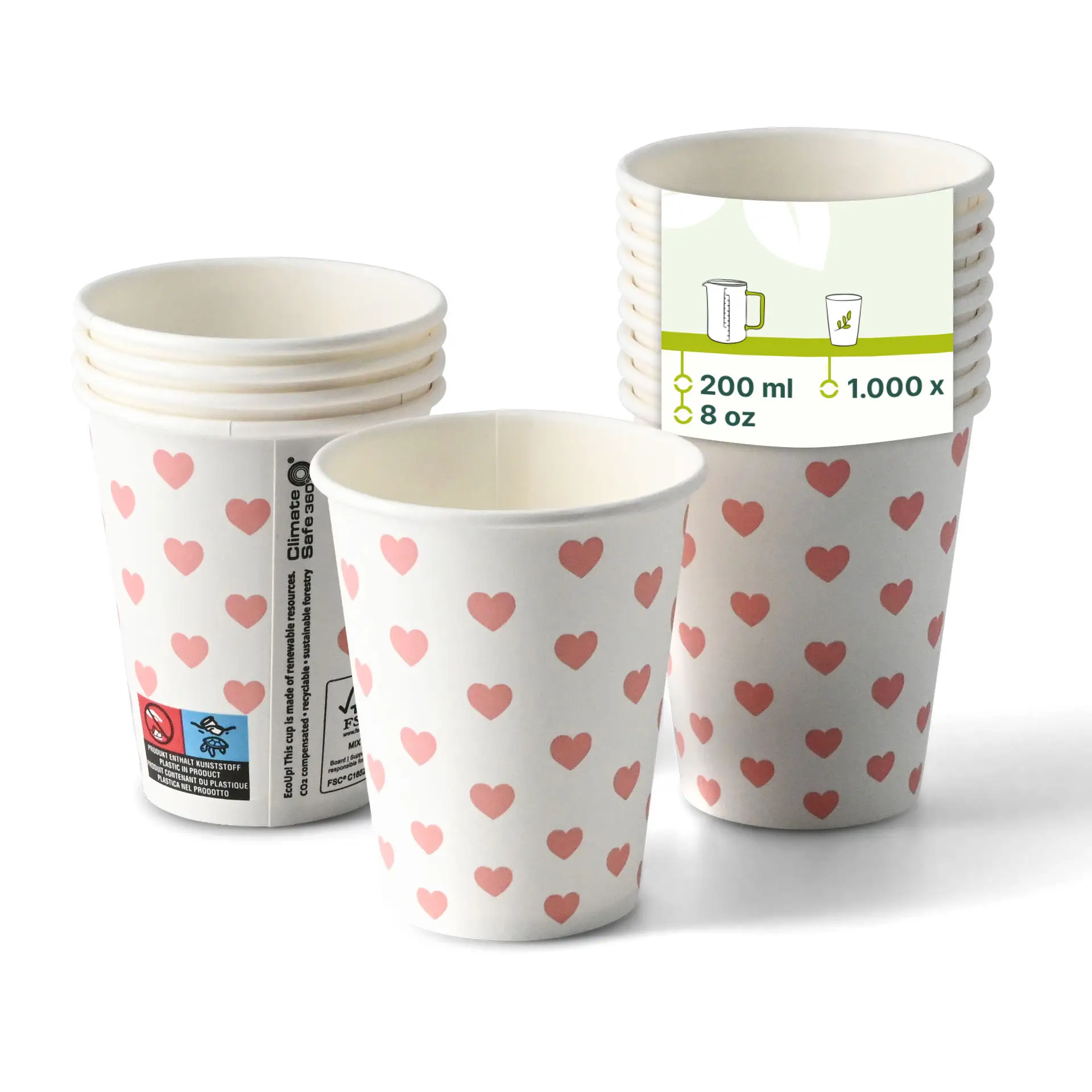 Pappbecher bedruckt "Hearts" (beschichtet) 200 ml / 8 oz, Ø 80 mm, weiß con10032-01-0-pappbecher-bedruckt-hearts-beschichtet-200-ml-8-oz-80-mm-weiss