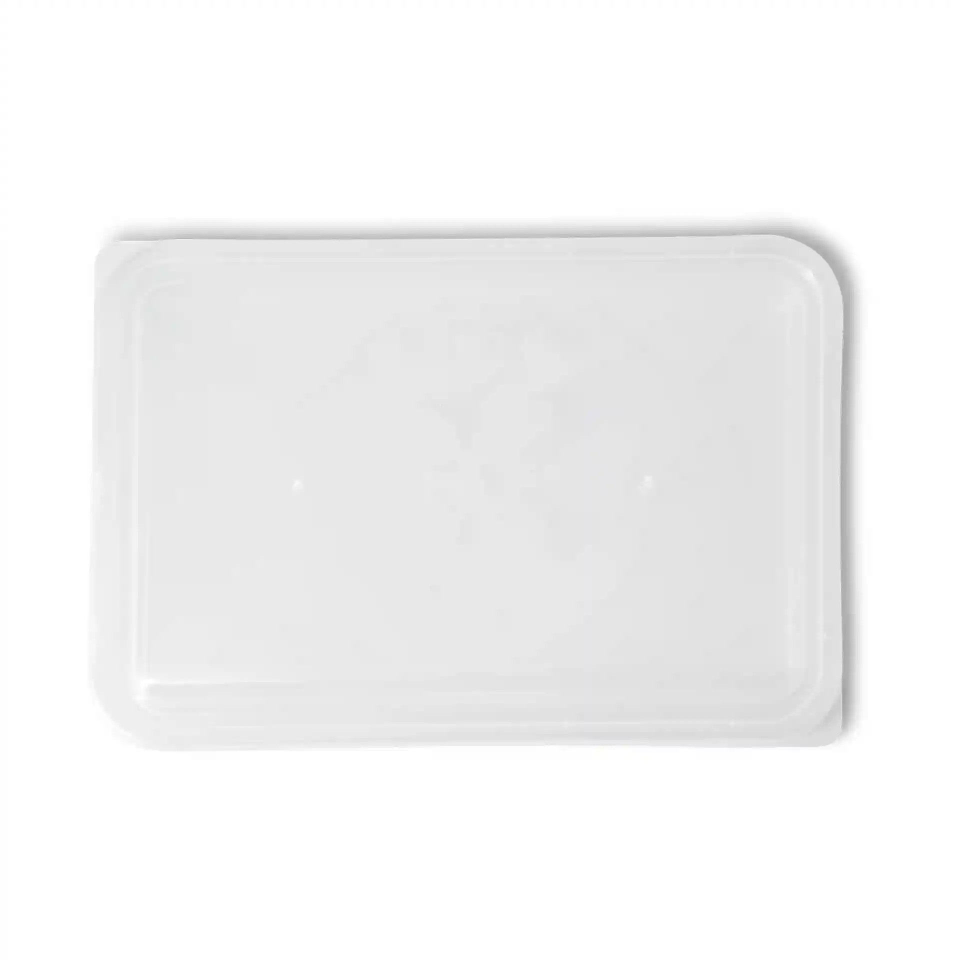 Transparent rectangular lid measuring 17 x 12 cm, made of PP, with a height of 7 mm.