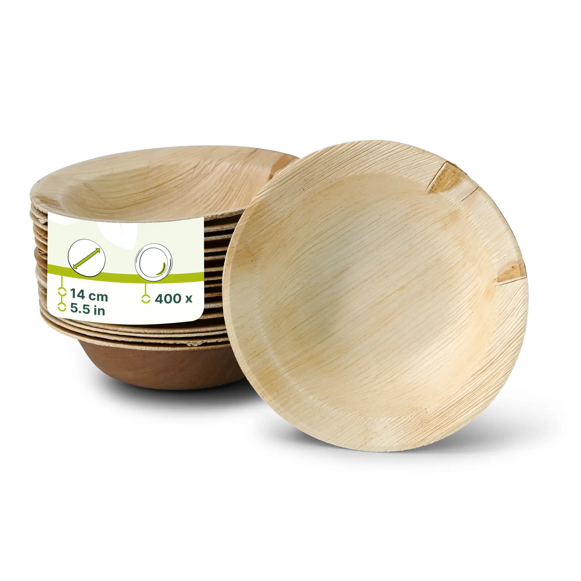 Palm leaf plates "Palmware®" Ø 14 cm, deep, round, with rim Palm leaf plates "Palmware®" Ø 14 cm, deep, round, with rim