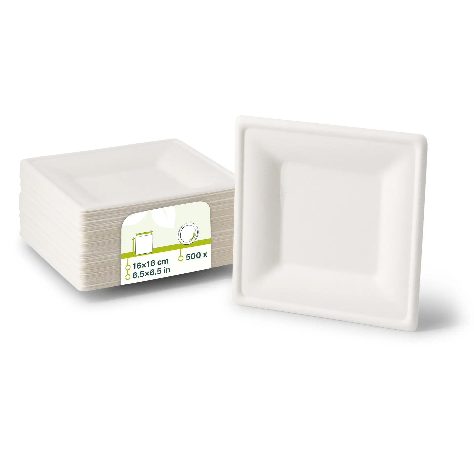 Teller aus Zuckerrohr 16 x 16 cm, quadratisch Teller aus Zuckerrohr 16 x 16 cm, quadratisch