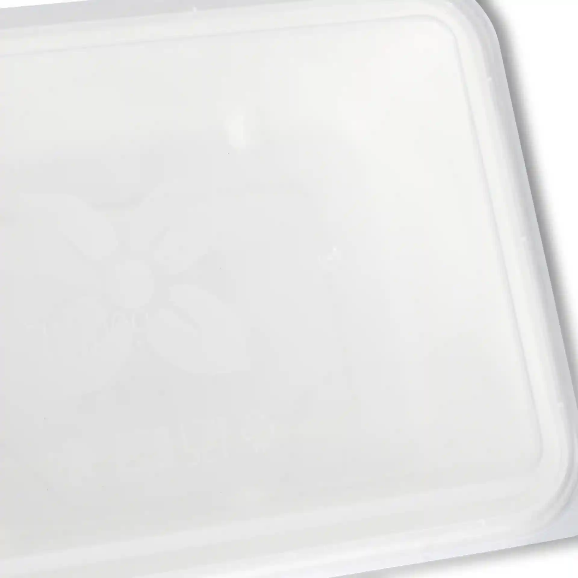 Transparenter rechteckiger PP-Deckel mit den Maßen 17 x 12 cm und einer Höhe von 7 mm, mit floralem Design.