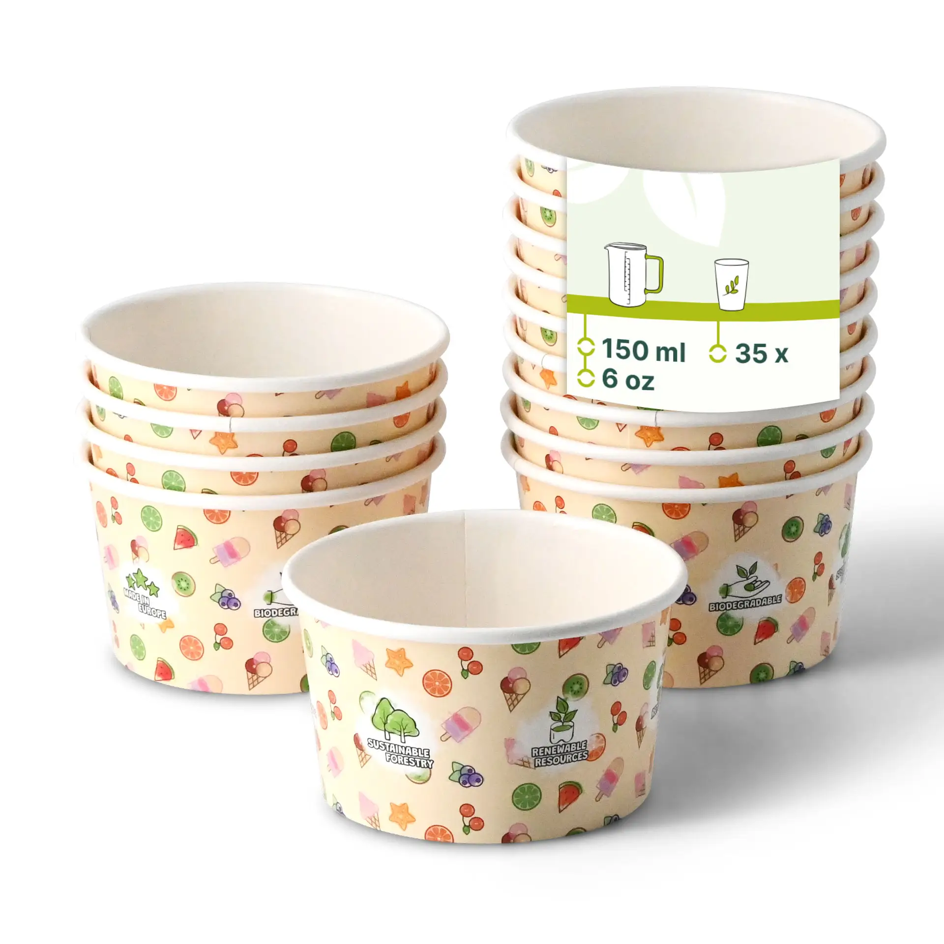 Paper Ice Cream Container 150 ml / 6 oz, yellow Paper Ice Cream Container 150 ml / 6 oz, yellow