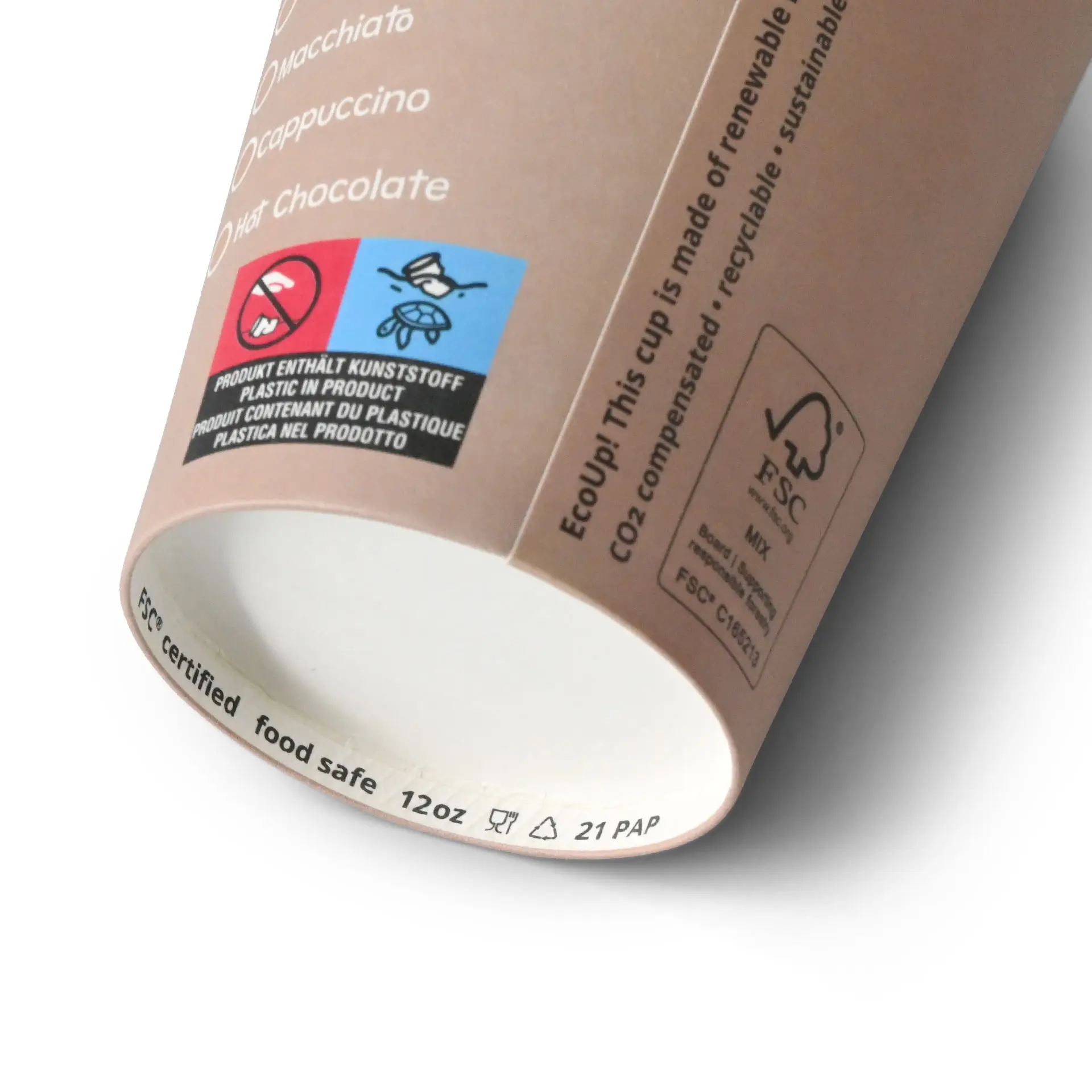 12 oz Paper cup printed with "Coffeebreak" (coated), Ø 80 mm, white