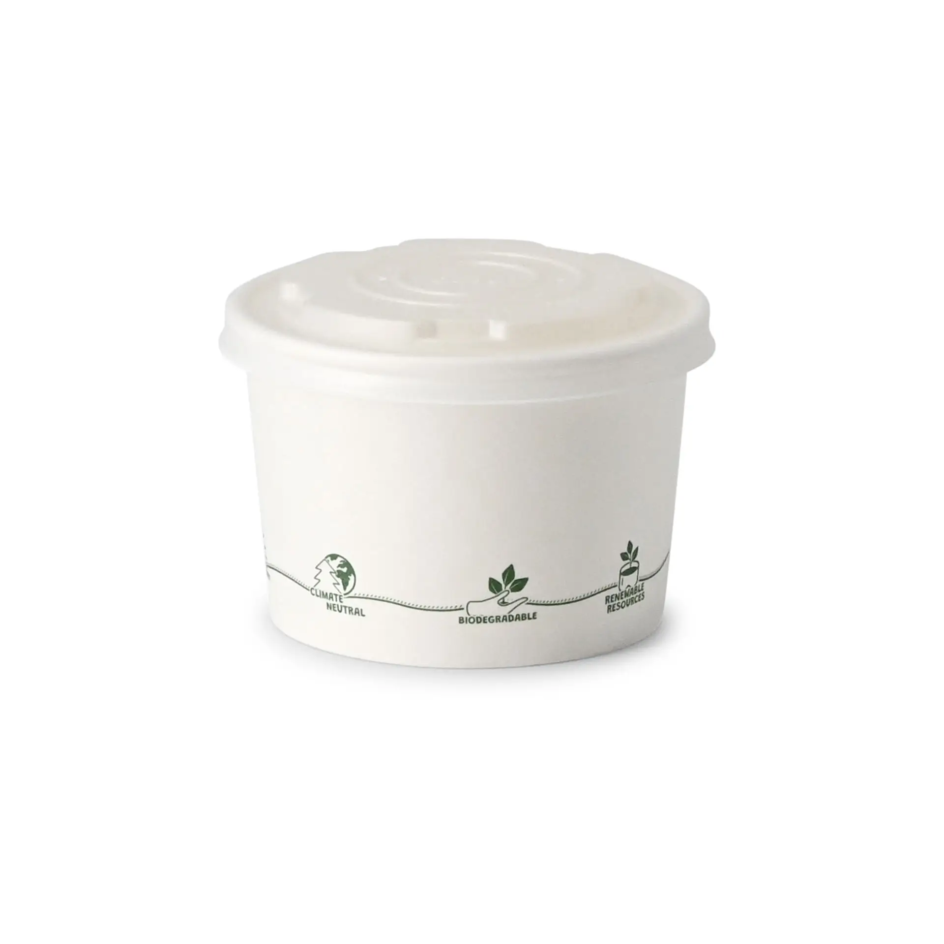 8 oz Cardboard Soup Cup (eco-friendly coating), Ø 90 mm, "EcoUp©"-Icons