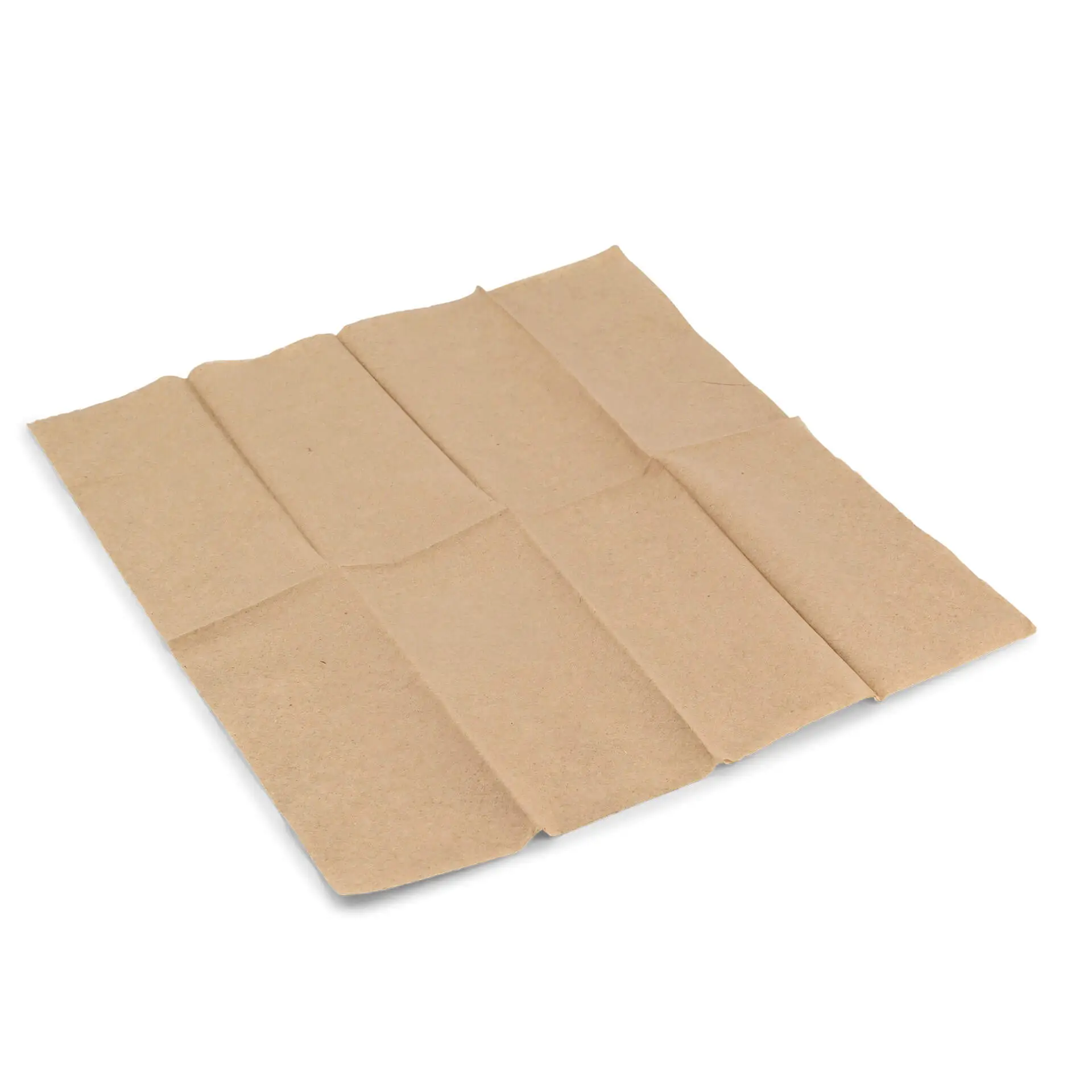Rechteckige ungebleichte Recycling-Papierserviette, 32,5 x 32,5 cm, mit grünem Etikett "Made by Nature".