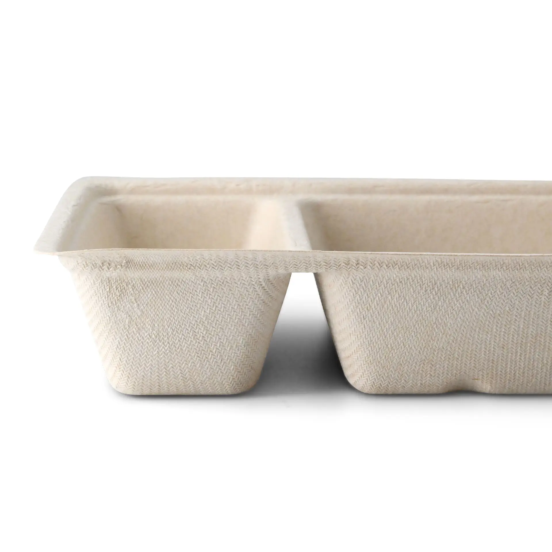 Pommes Schale aus Zuckerrohr, 2 Kammern, 12 x 20 x 3,5 cm