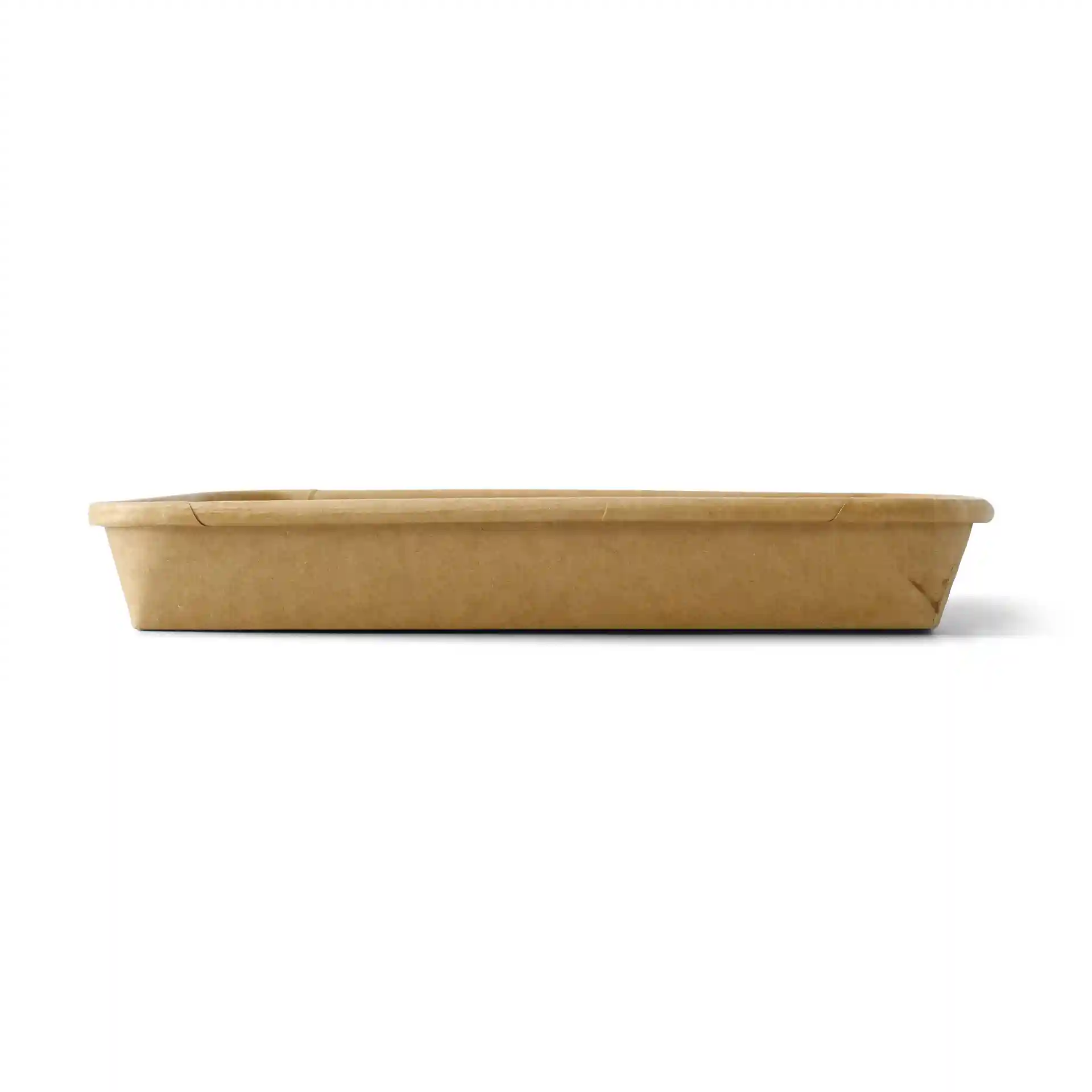Braune Sushi-Box in rechteckiger Form, 22 x 14 x 2,5 cm, seitlich gezeigt.