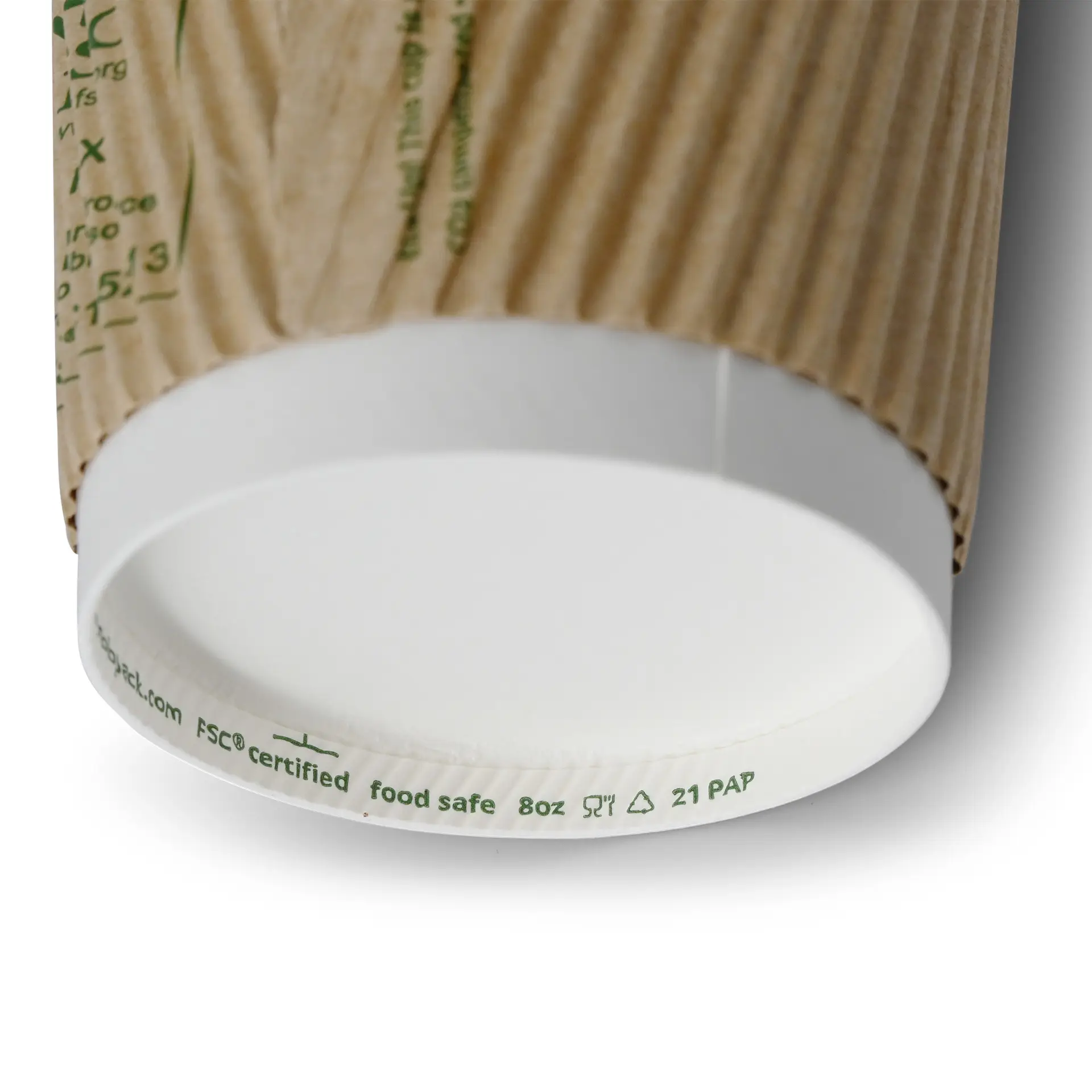 Riffelbecher / Coffee to go Becher 200 ml / 8 oz, Ø 80 mm, braun, innen weiß dhd04925-riffelbecher-coffee-to-go-becher-200-ml-8-oz-80-mm-braun-innen-weiss-4