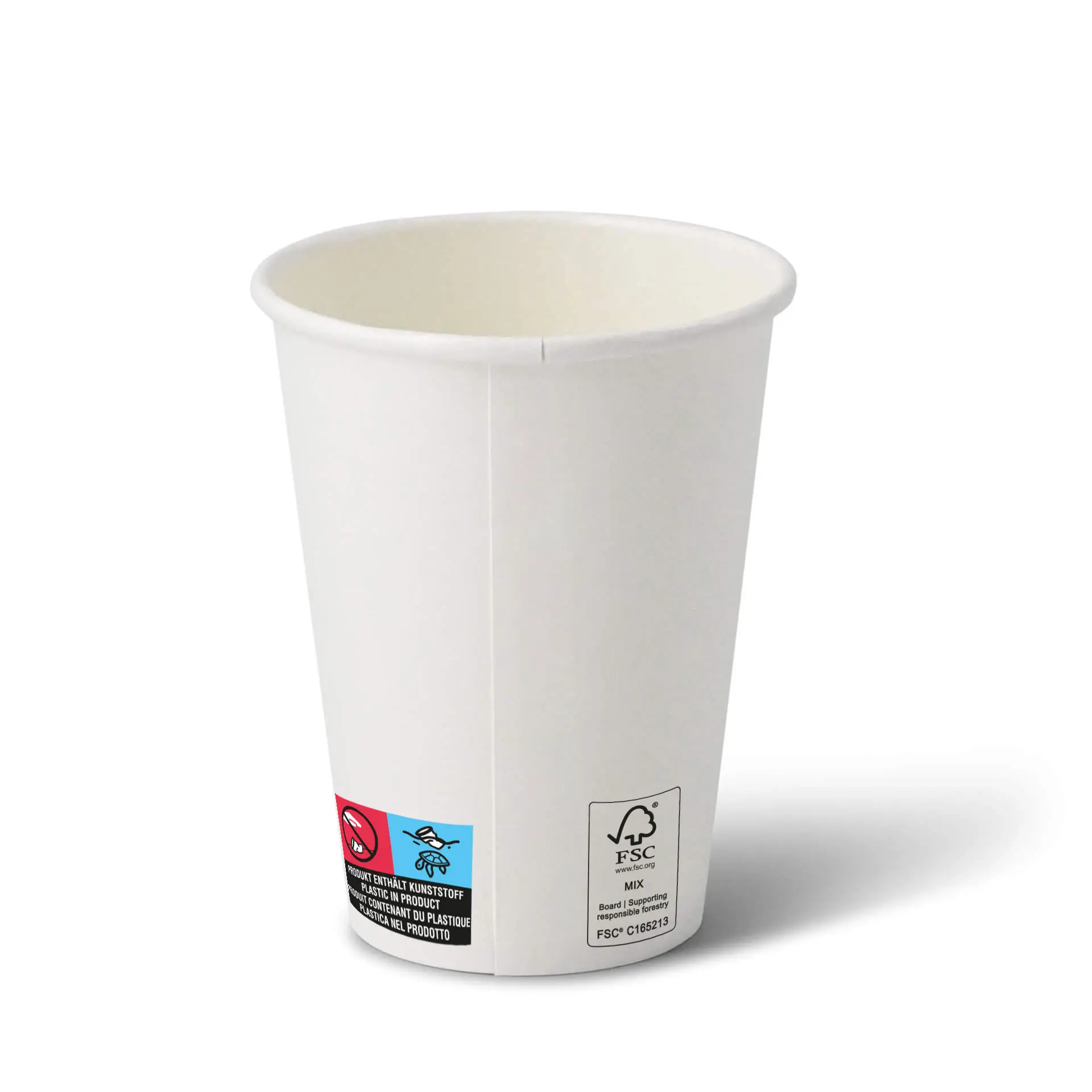 12 oz weißer Pappbecher mit PE-Beschichtung; bietet ein universelles Design für verschiedene Getränke.