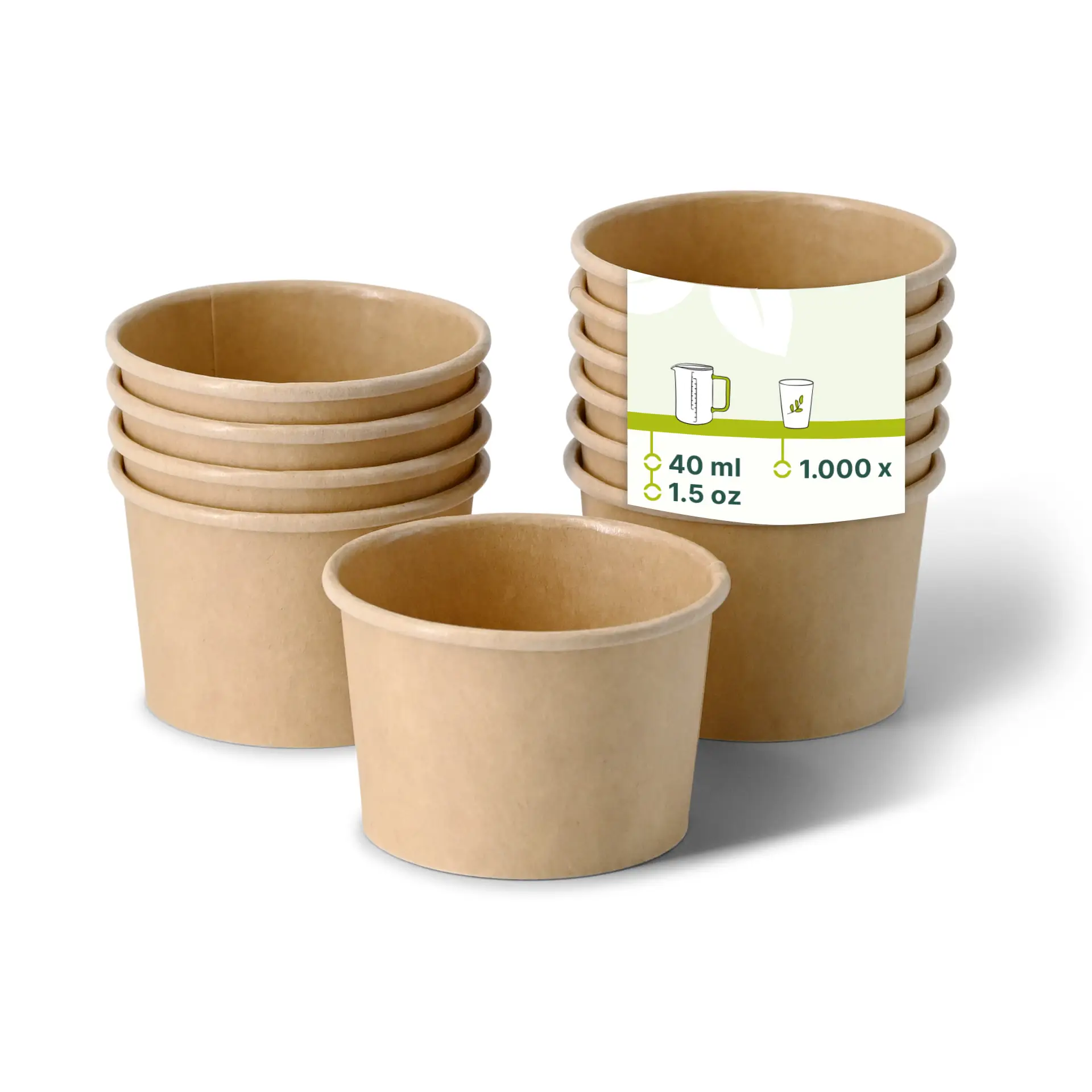 Portionsbecher aus Karton (beschichtet) 40 ml, Ø 62 mm, braun Portionsbecher aus Karton (beschichtet) 40 ml, Ø 62 mm, braun