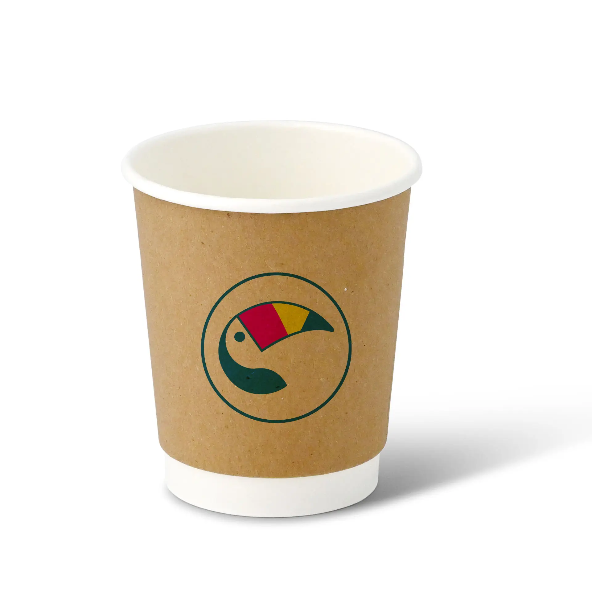 Custom Printed Paper Cups (Double-Walled) 200 ml / 8 oz, double-walled, brown / white, matt, PE coating