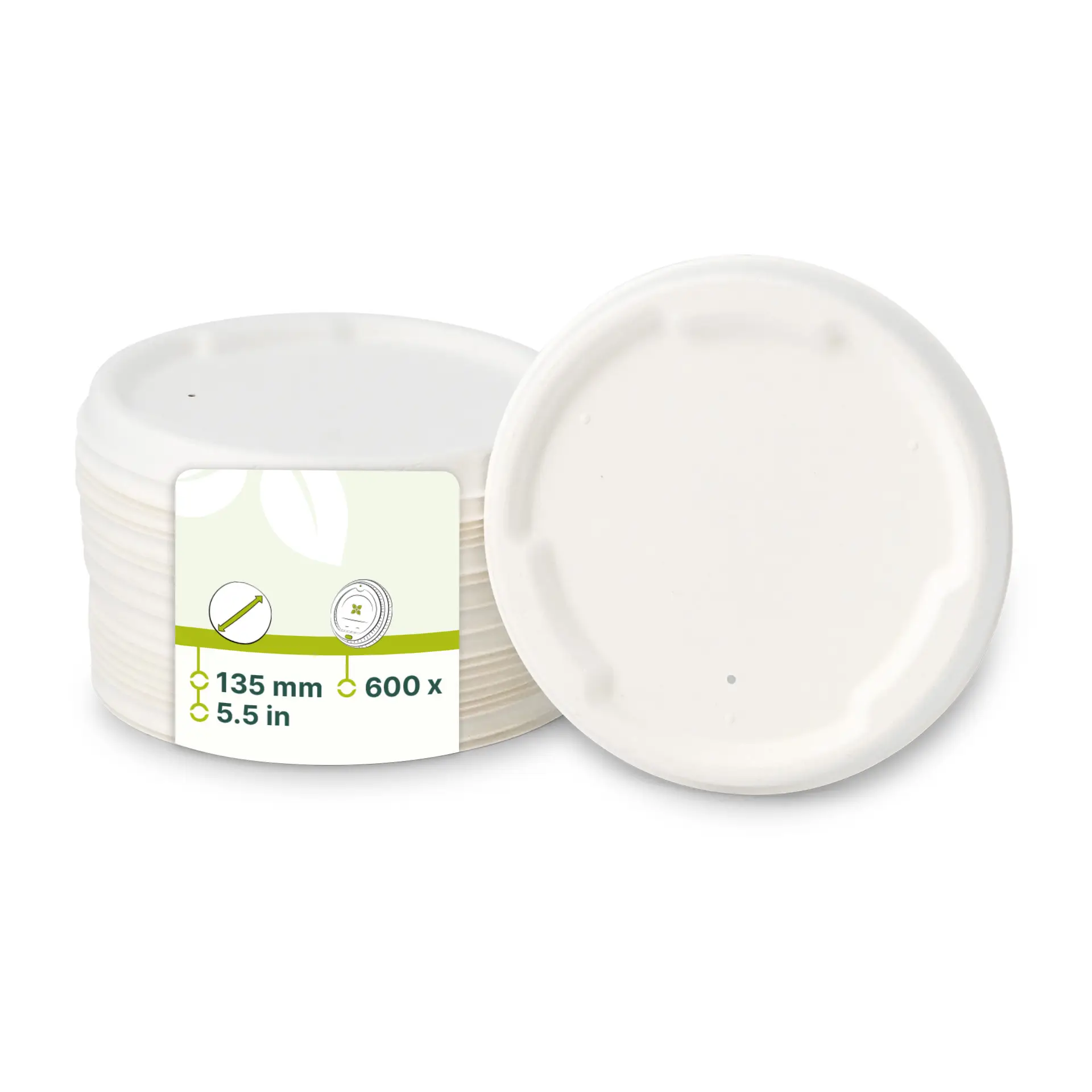 Sugarcane Lids Ø 135 mm, white, round Sugarcane Lids Ø 135 mm, white, round