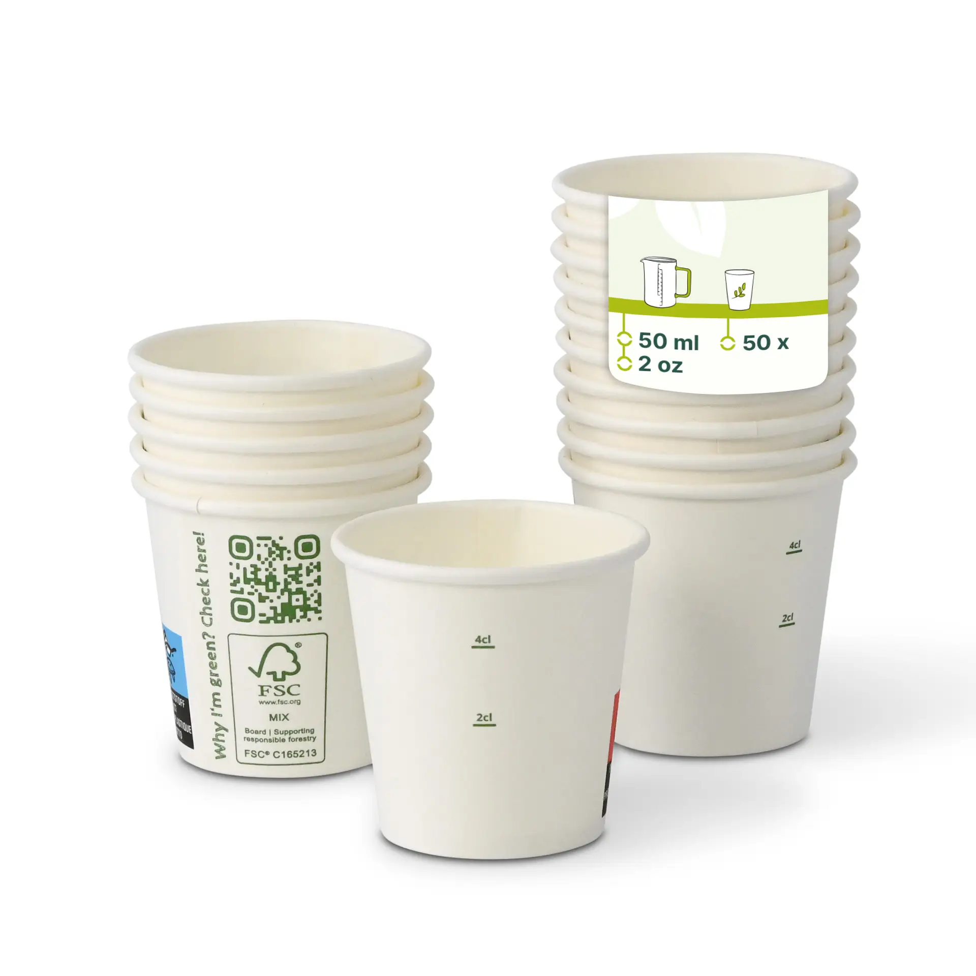 Paper cup 50 ml white | Green Box