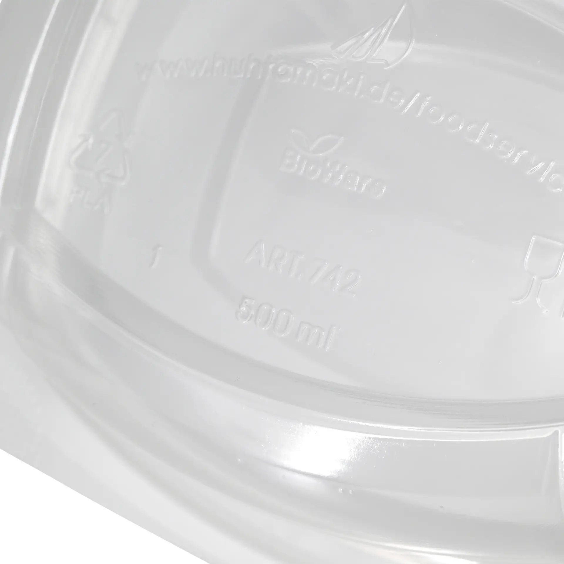 PLA-Feinkost-Schalen 500 ml, Klappdeckel, rechteckig