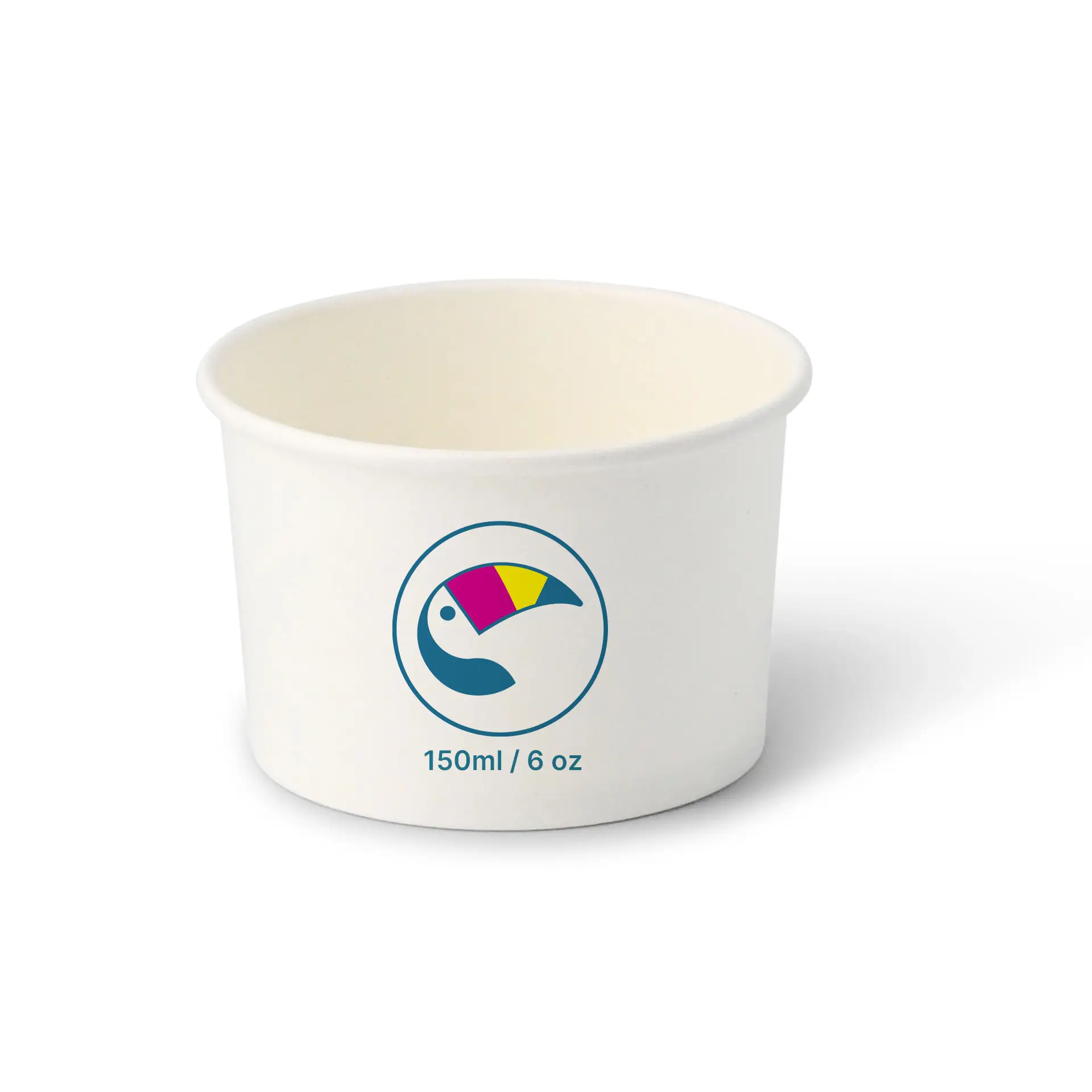Custom printed ice cream cup, 150 ml / 6 oz, white, PLA-coated
