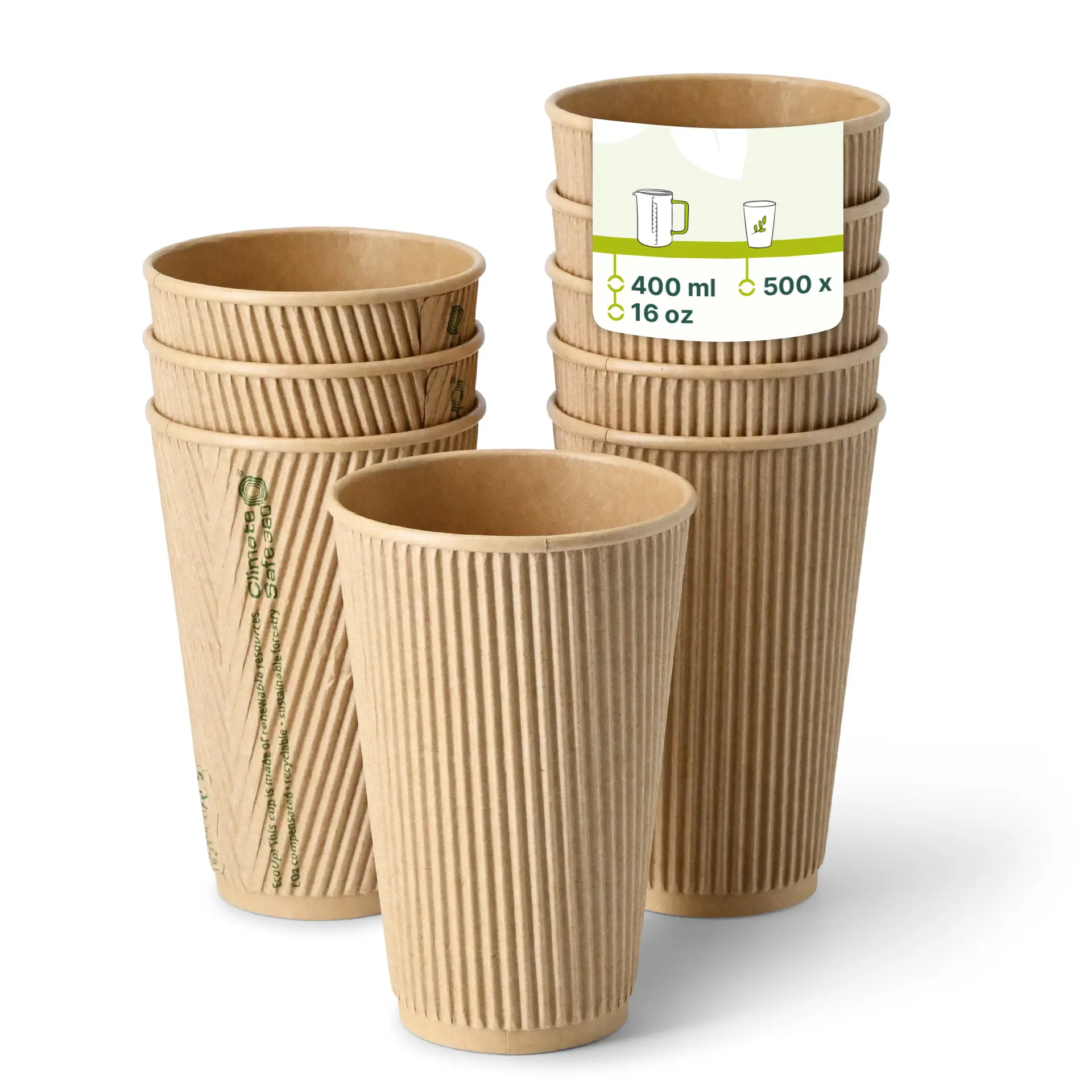 Riffelbecher / Kaffee to go Becher 400 ml / 16 oz, Ø 90 mm, braun