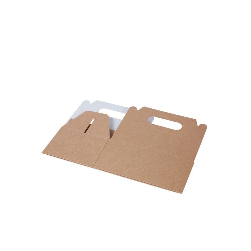 Karton-Lunchboxen mit Griff S, 20 x 13 x 9 cm, braun, faltbar