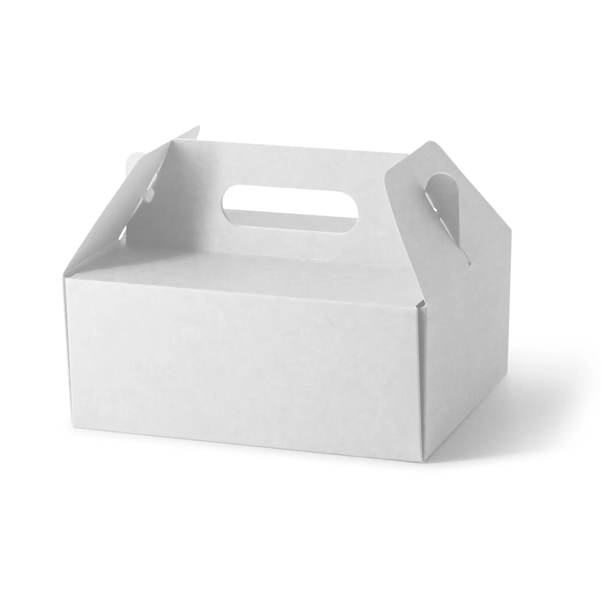 Kuchenbox aus Pappe mit Griff M, 21 x 16 x 9 cm, weiß, faltbar