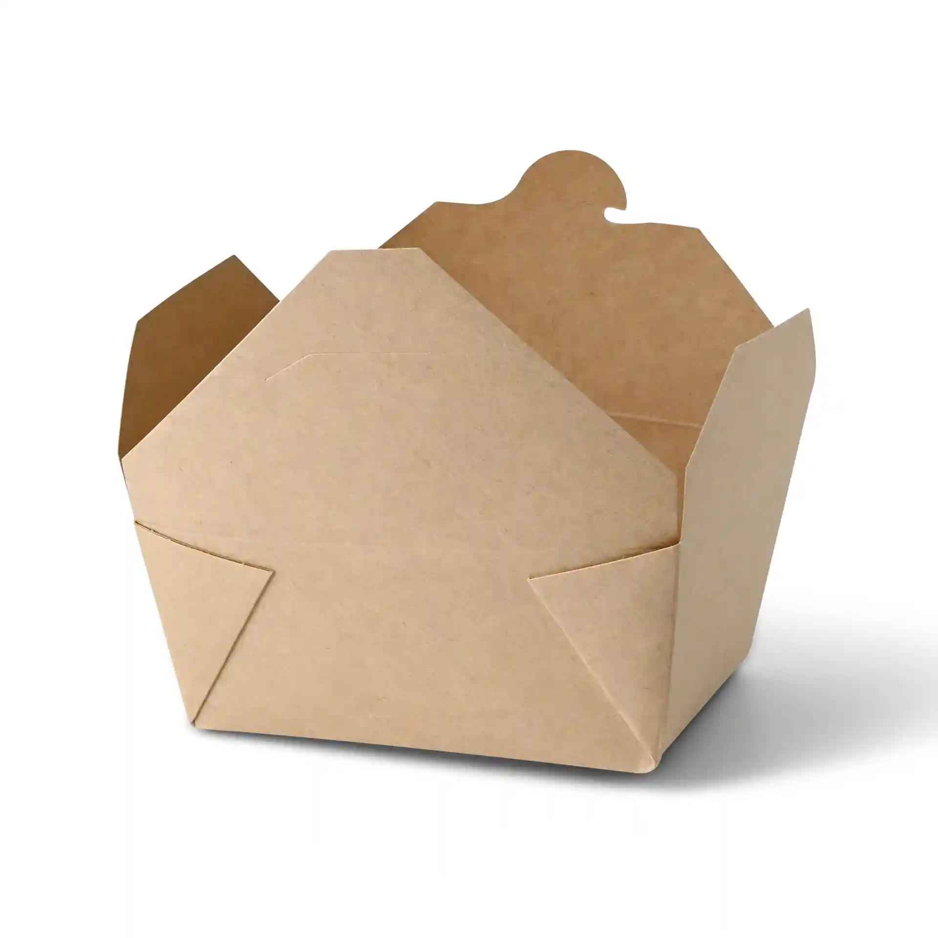 Brown takeaway container with a lid, dimensions 165 mm length, 123 mm width, and 72 mm height.