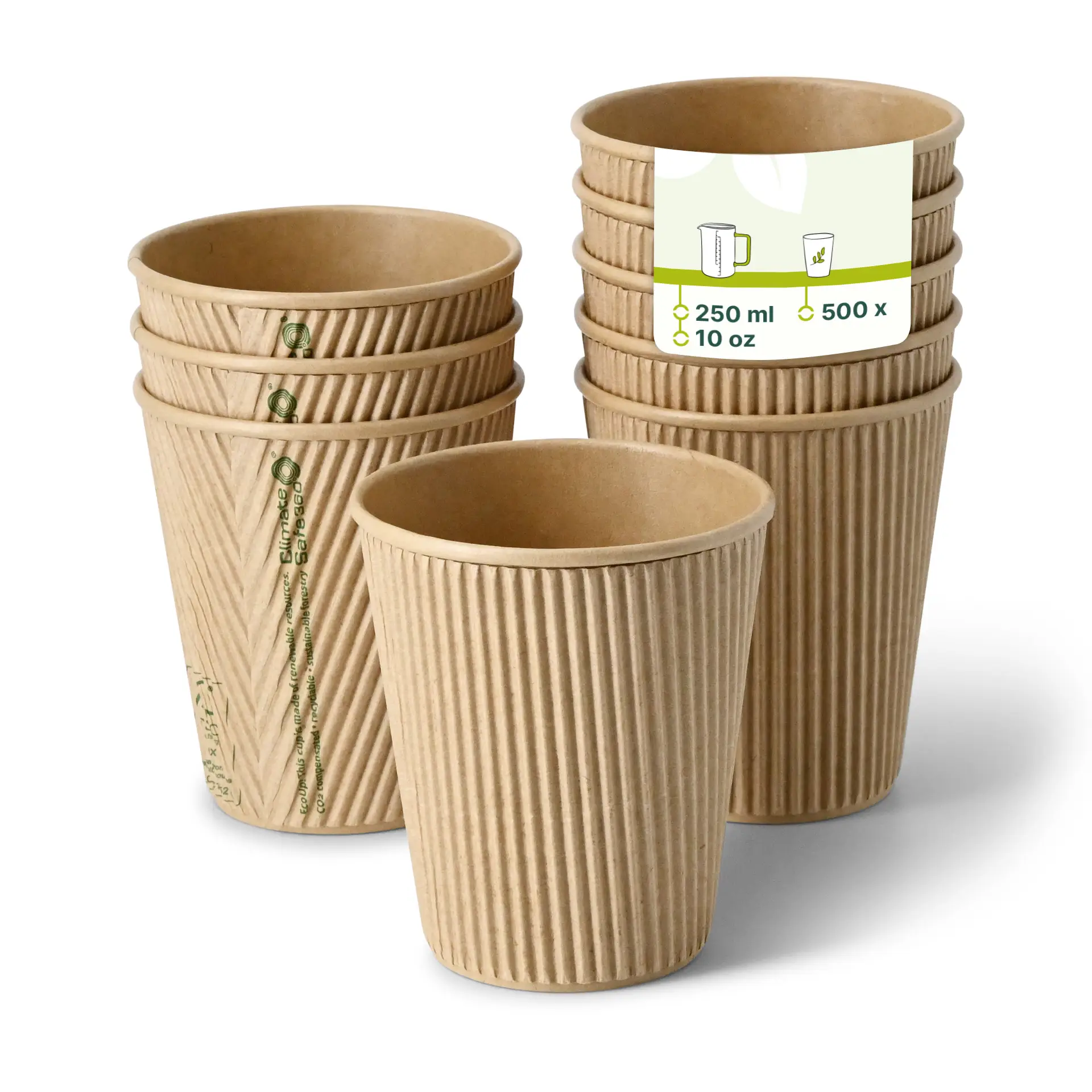 Riffelbecher / Kaffee to go Becher 250 ml / 10 oz, Ø 90 mm, braun