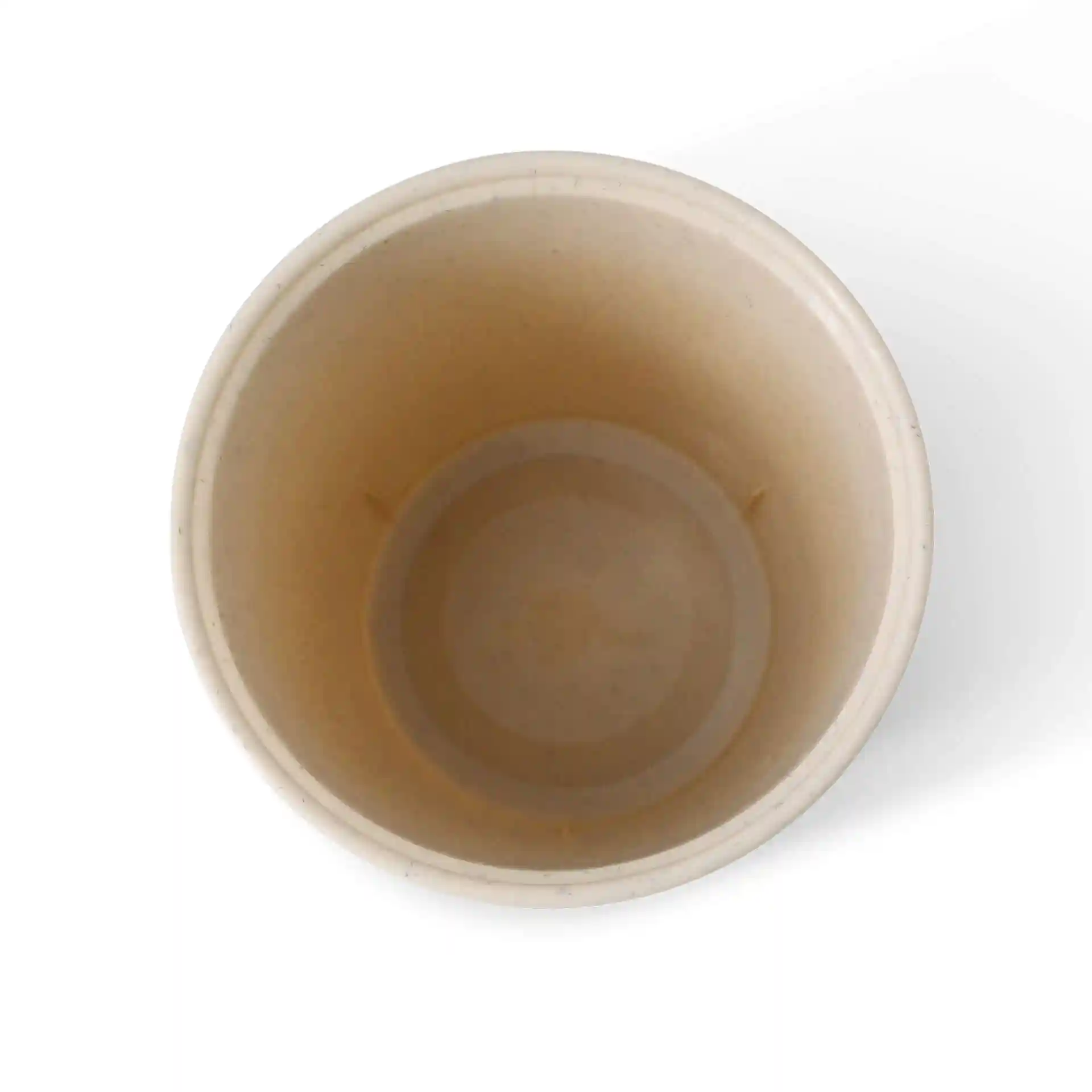 Cream white reusable coffee cup with a diameter of 80 mm and height of 92 mm, viewed from above.