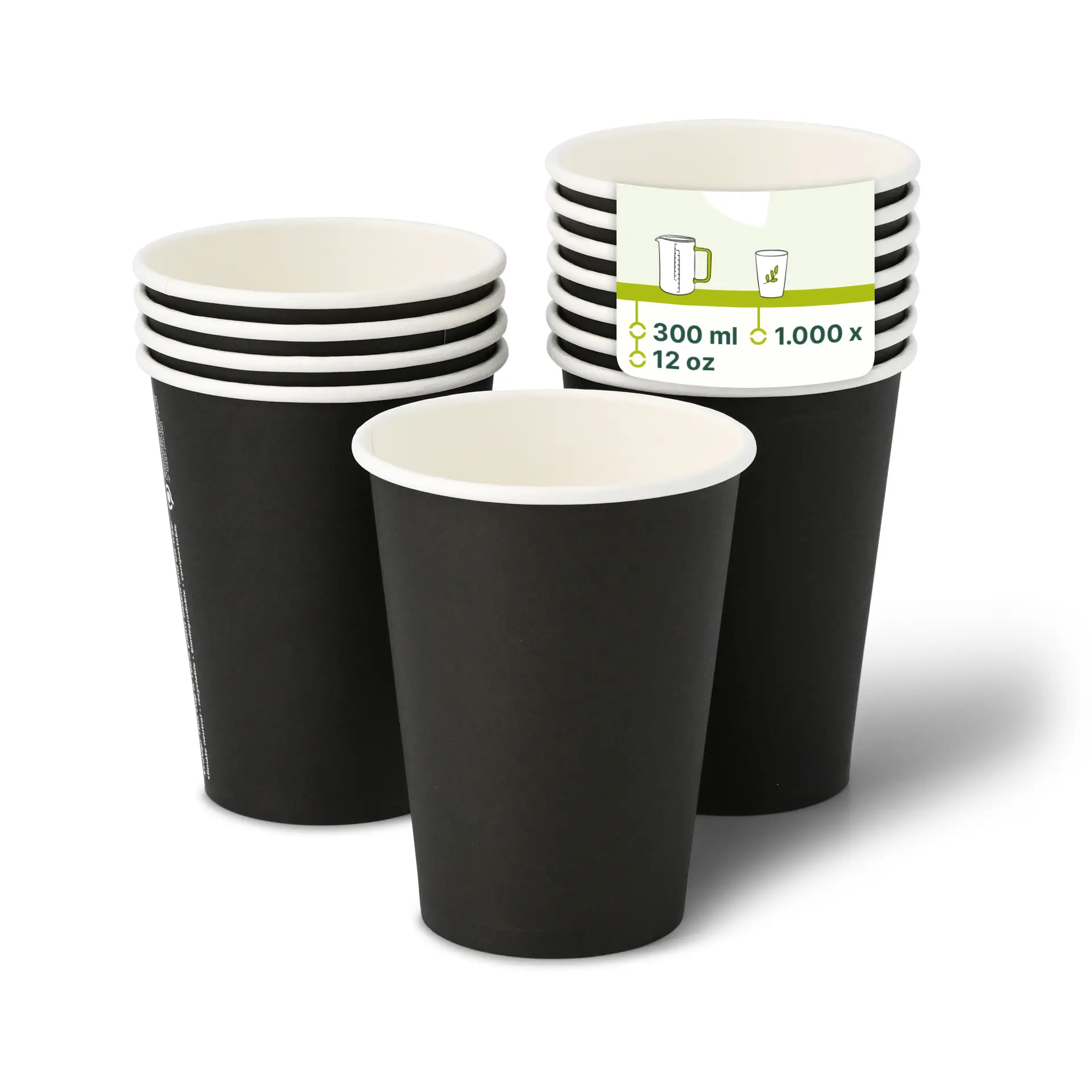 12 oz Paper cups single wall, Ø 90 mm, black