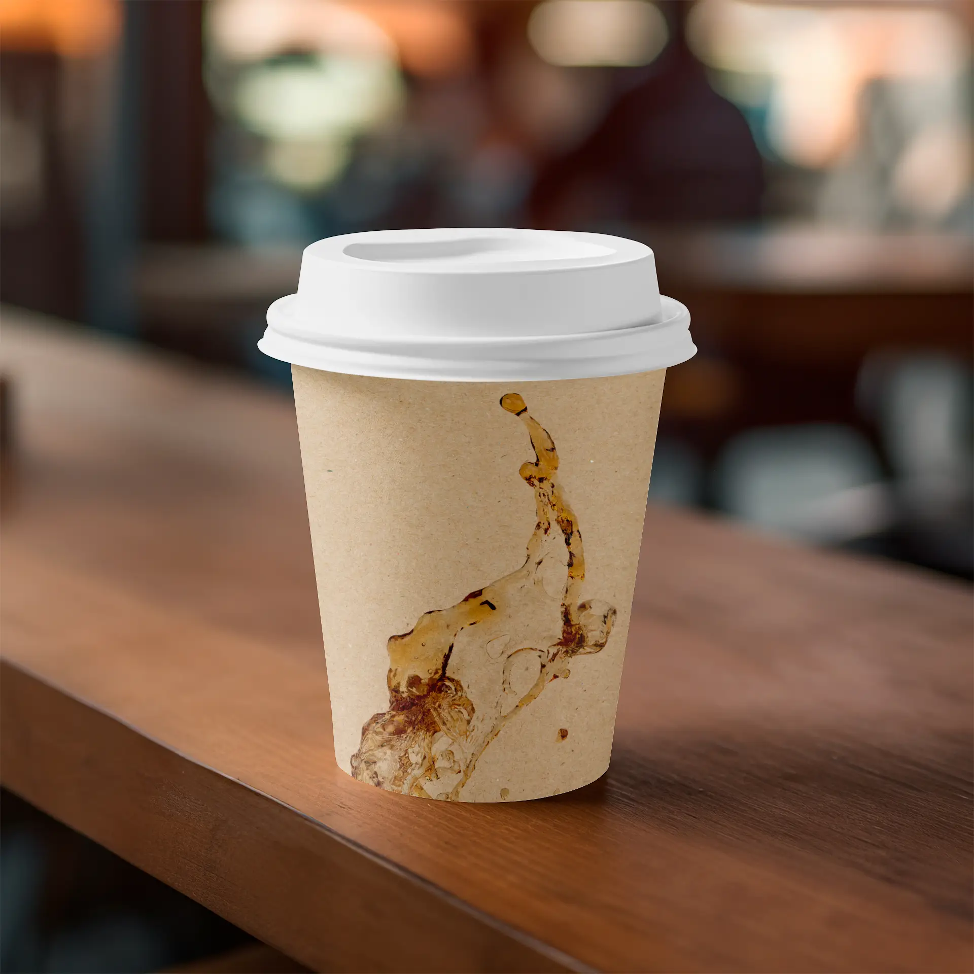 Pappbecher mit Logo (einwandig), 250 ml / 10 oz, braun, wasserbasierte Beschichtung