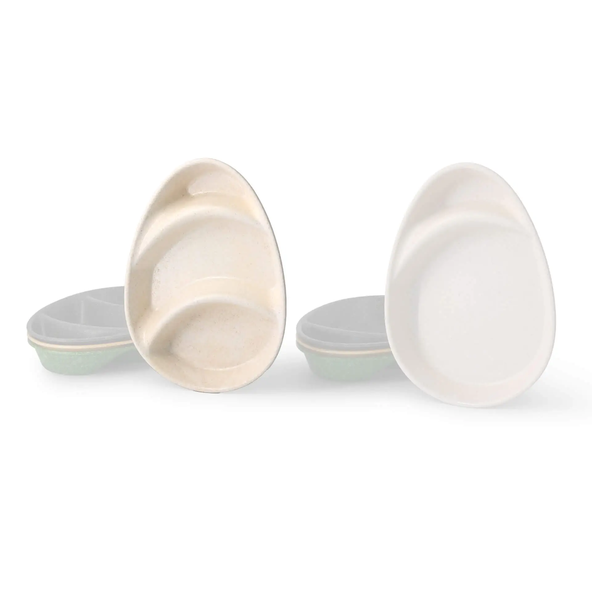 | 2 FOR 1 | Reusable menu-plates "merways Plate" 27,5 x 20 x 3,5 cm, 3 compartments, tear drop, cashew / creamy white