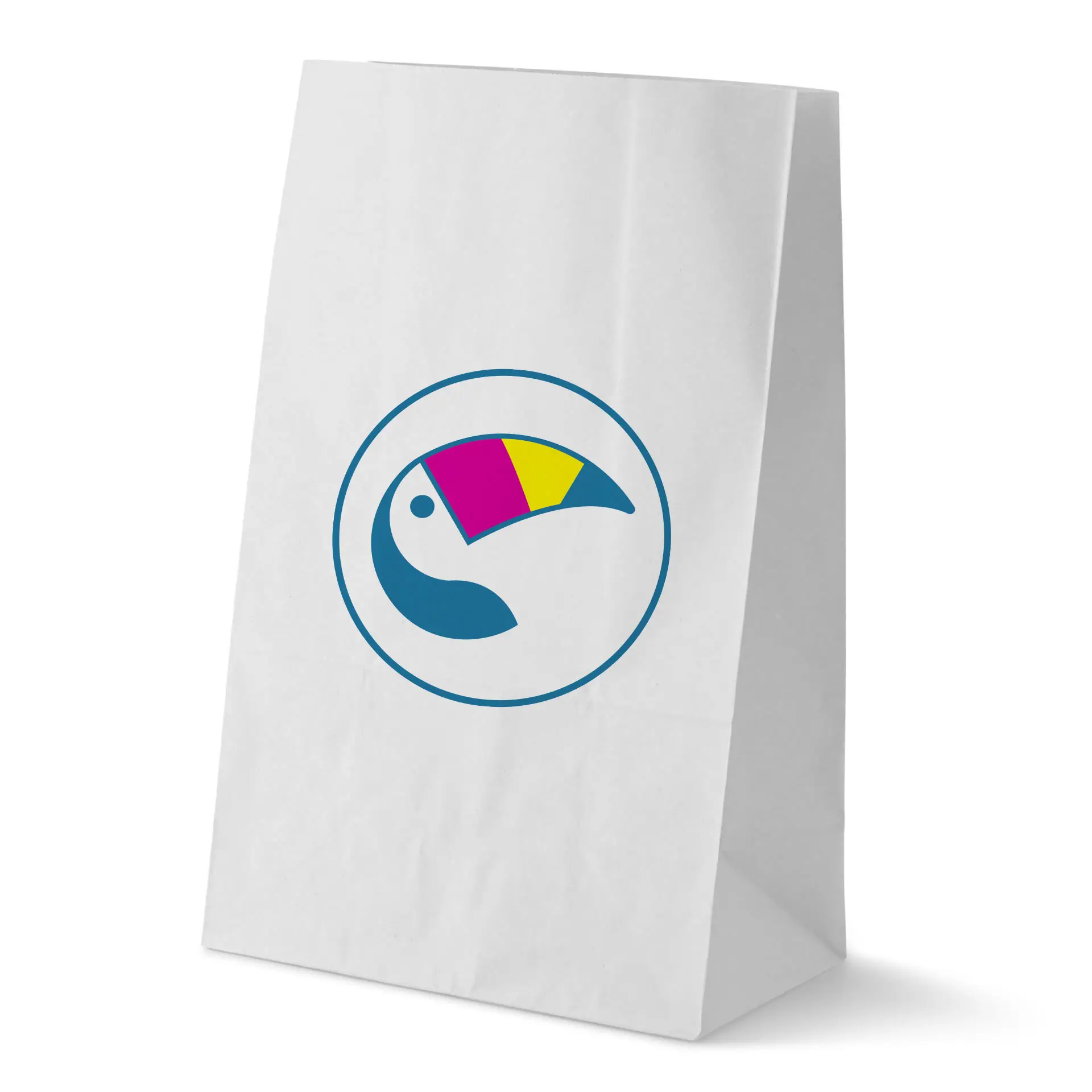 Printed paper bags (without handles), white, L – 26 x 14 x 40 cm