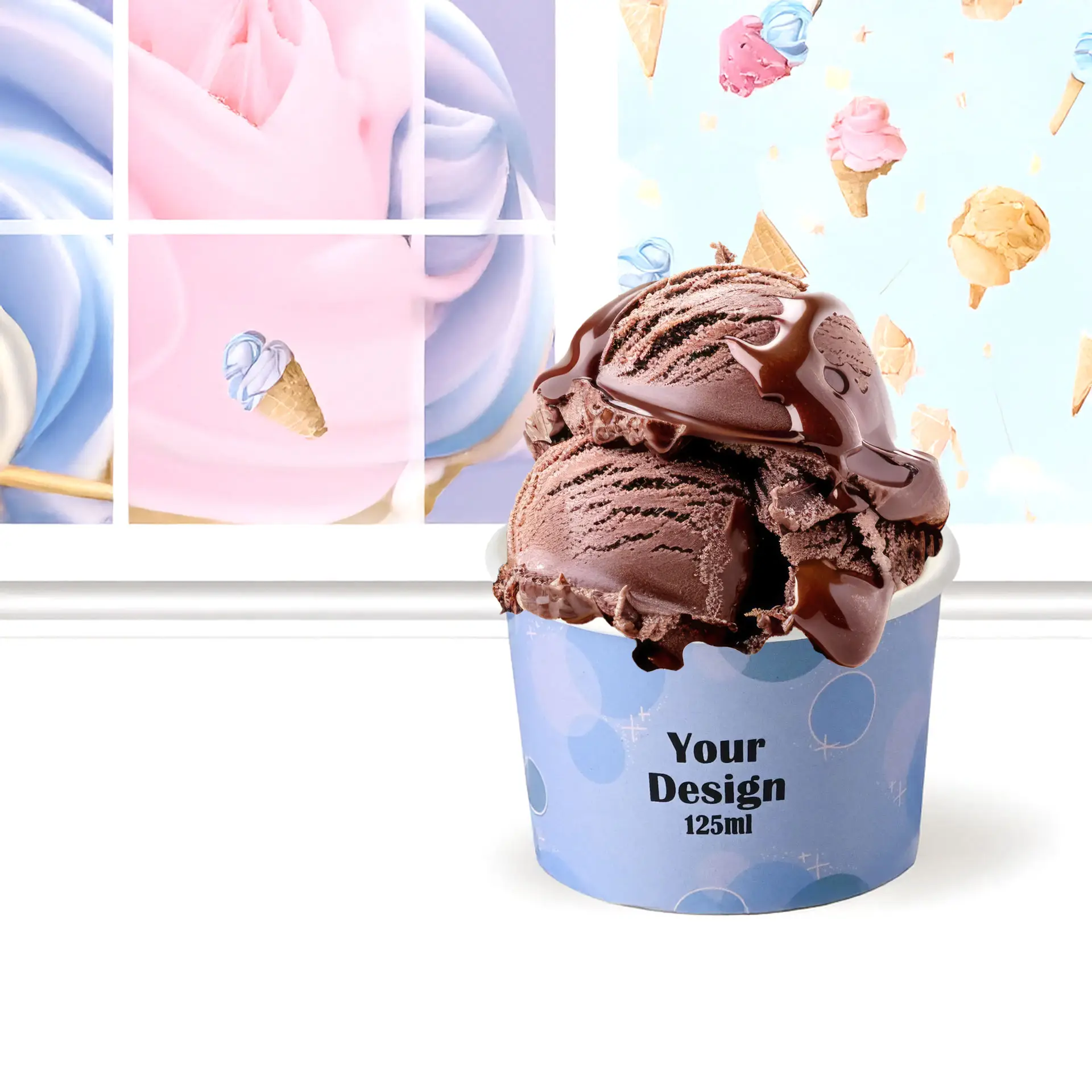 Ice cream cup printing 5 oz, matt
