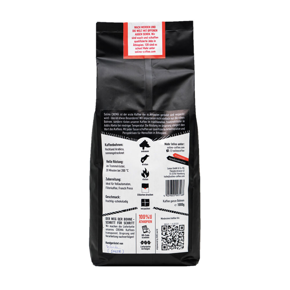 Solino Kaffee Crema "Hochland Arabica" 4 x 1000 g, ganze Bohne