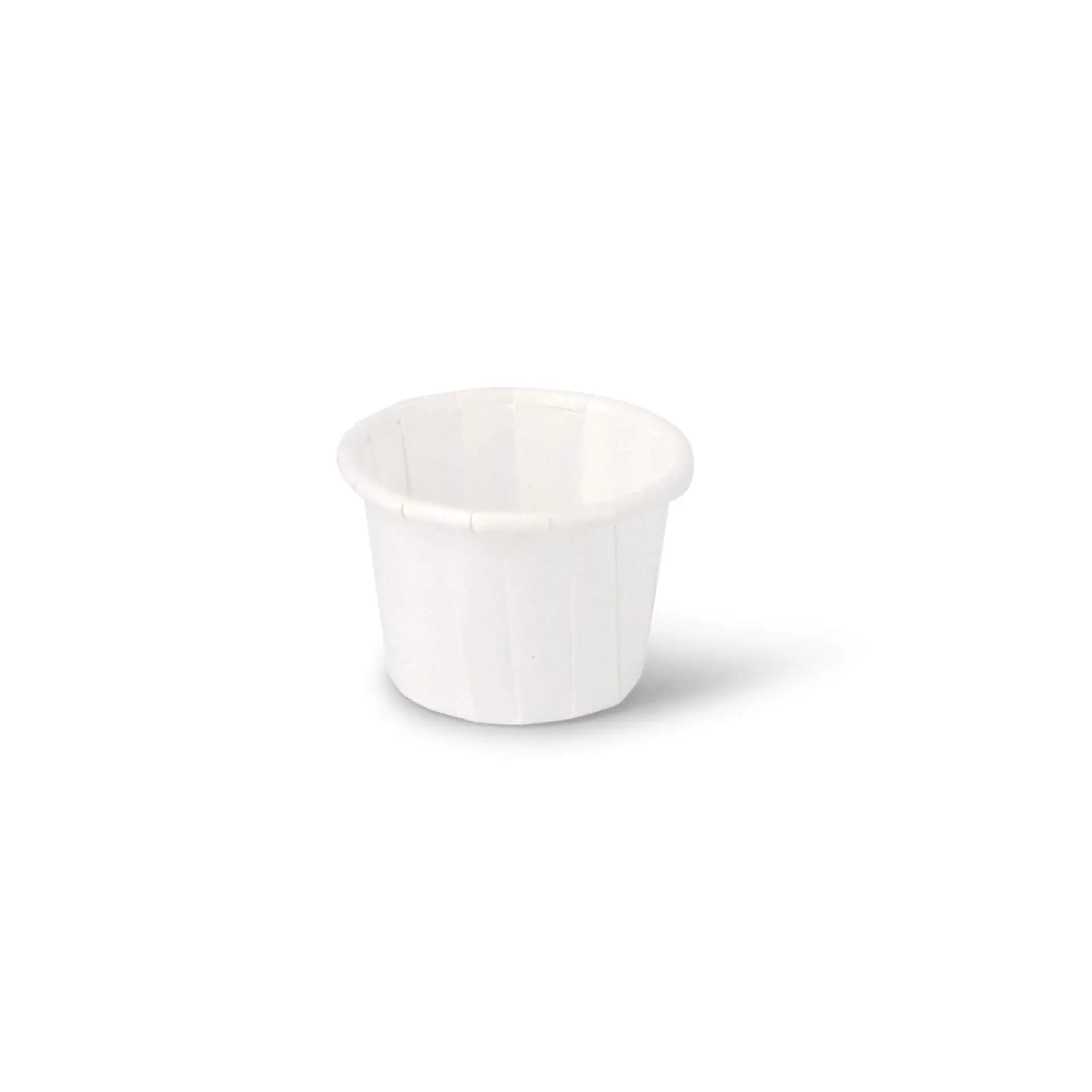 White paper cup, 15 ml, used for dips and sauces, made from biodegradable material, suitable for small portions.