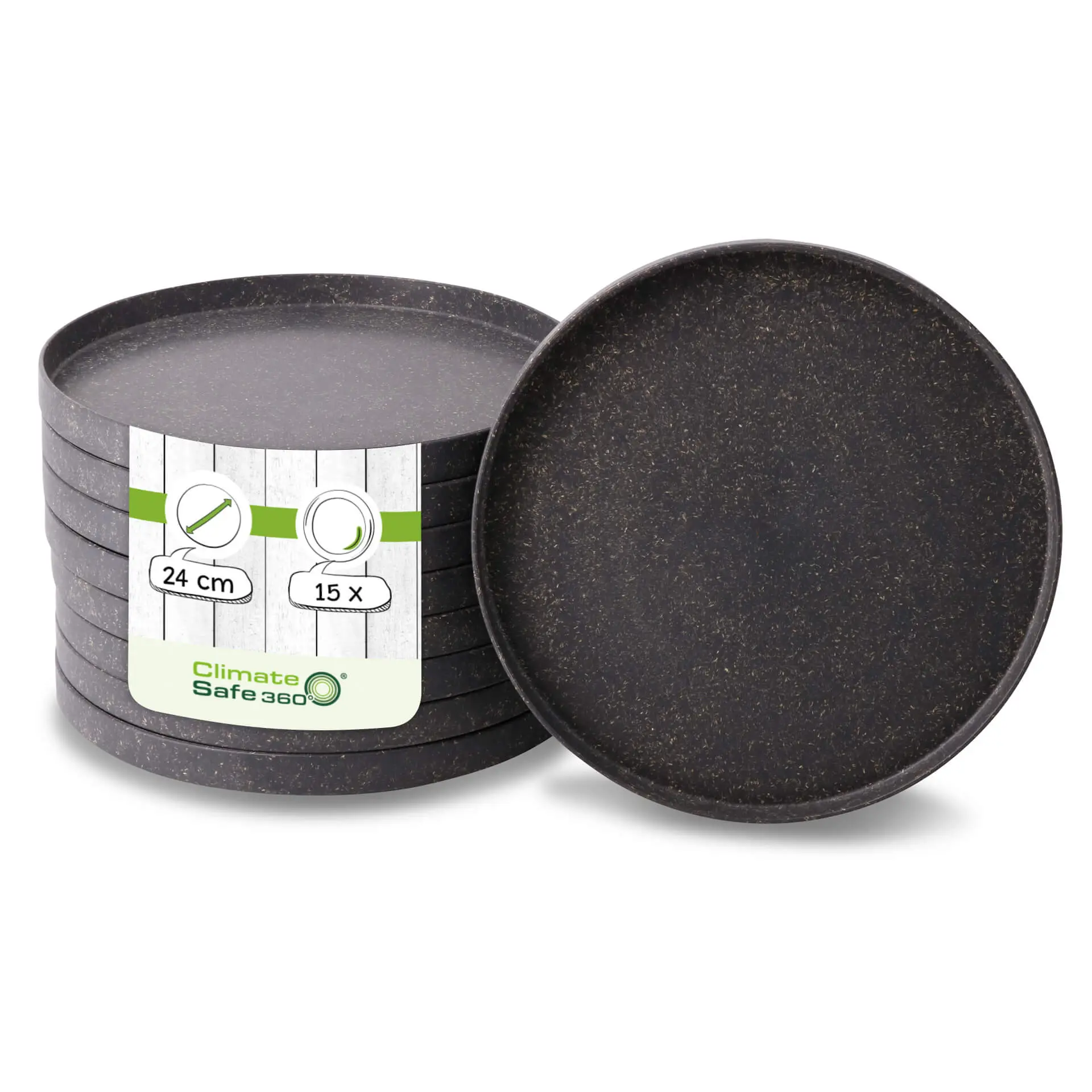 Reusable plates "merways Plate" Ø 24 cm, round, pepper / grey Reusable plates "merways Plate" Ø 24 cm, round, pepper / grey