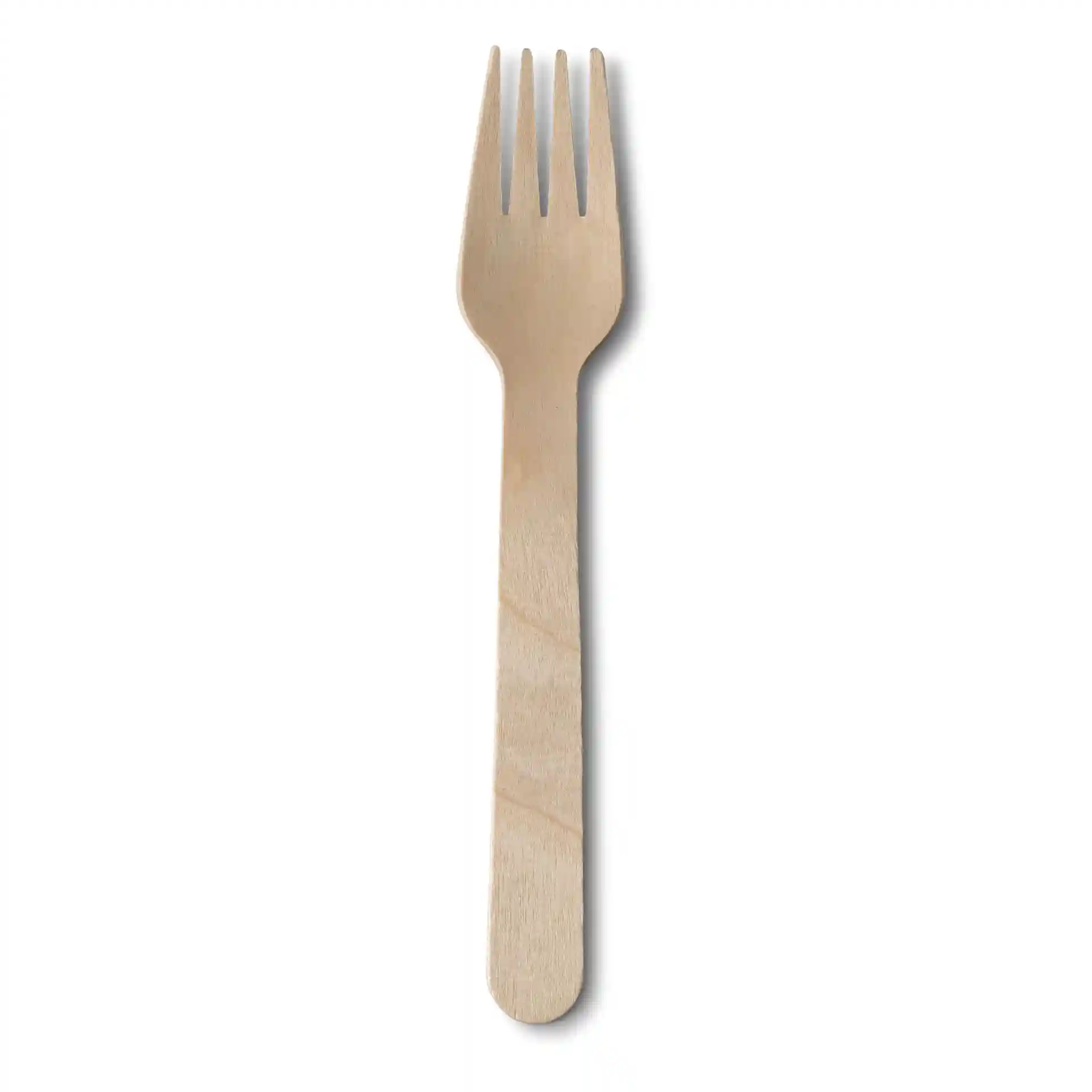 Wooden fork measuring 16 cm in length, with a bio-coated surface, shown against a plain background.