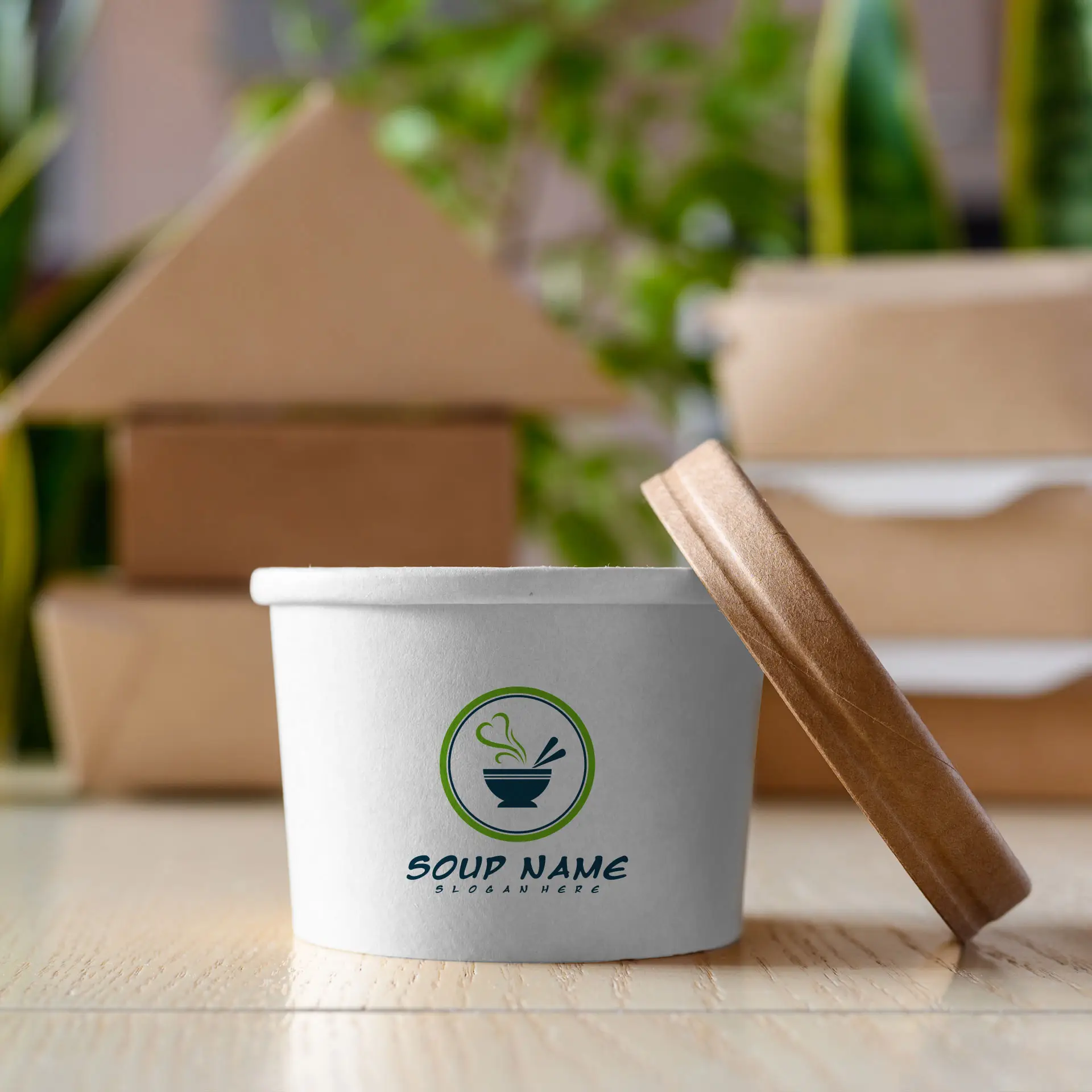 Suppenbecher to go bedruckt, 200 ml, Ø 90 mm, weiß, PE-beschichtet